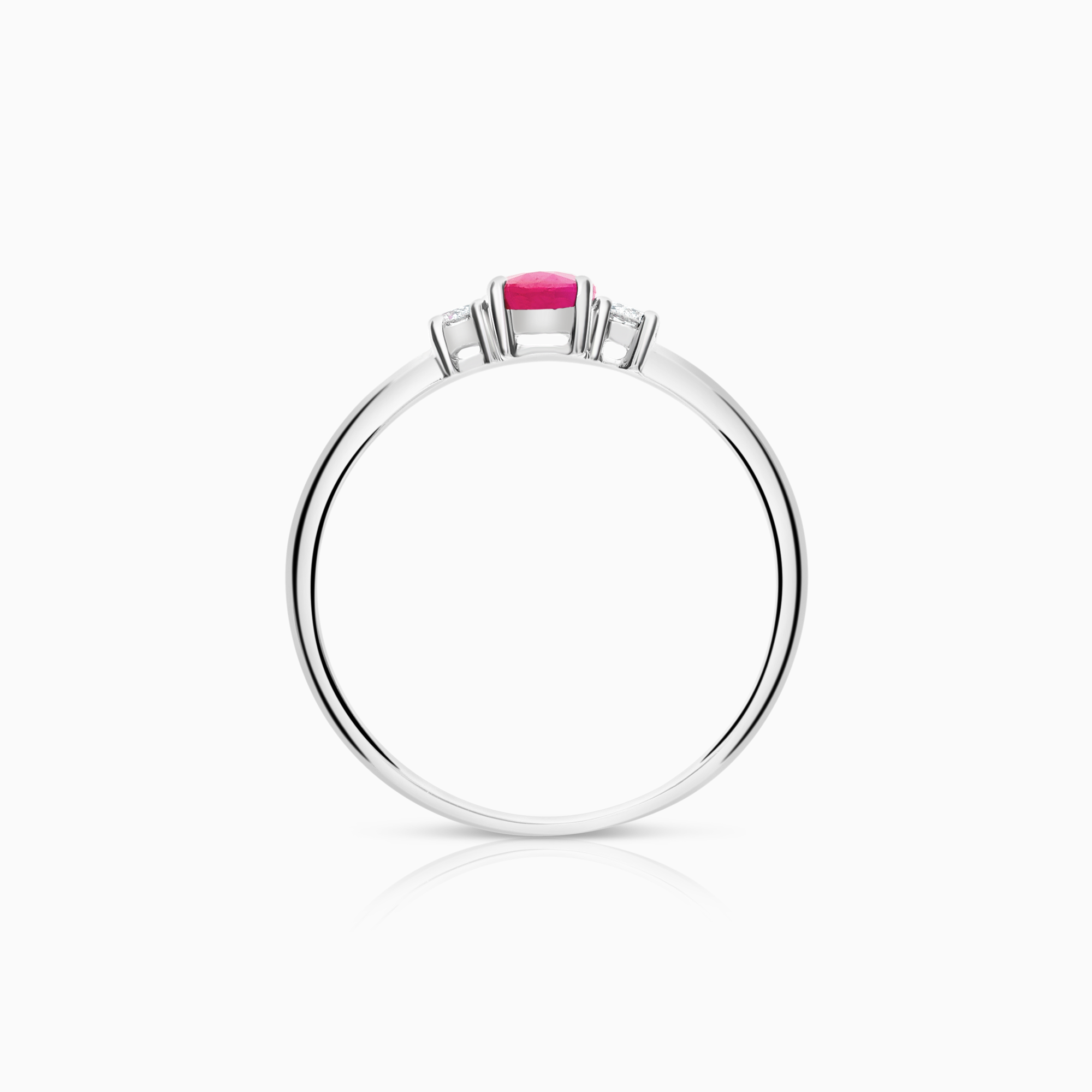 Trestensring 0,10ct 18K hvitt gull