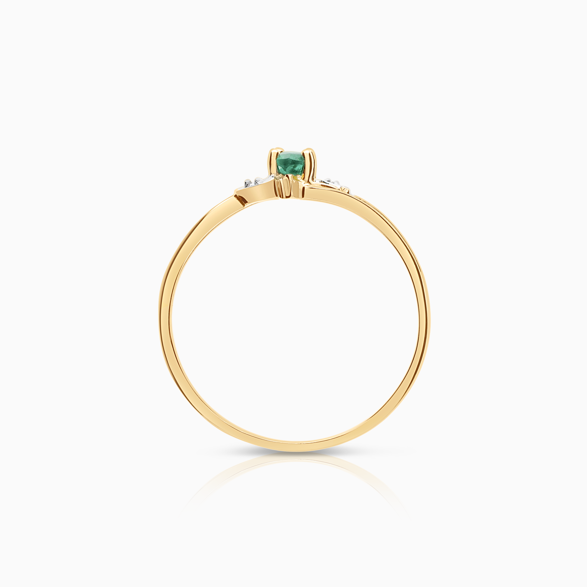 Diamantring med grön sten 0,01ct 10K guld