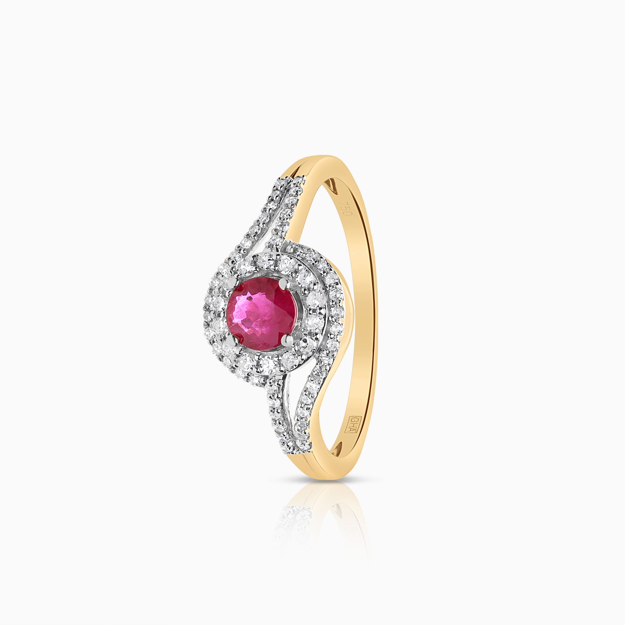 Diamantring med rubin 0,14ct 18K guld