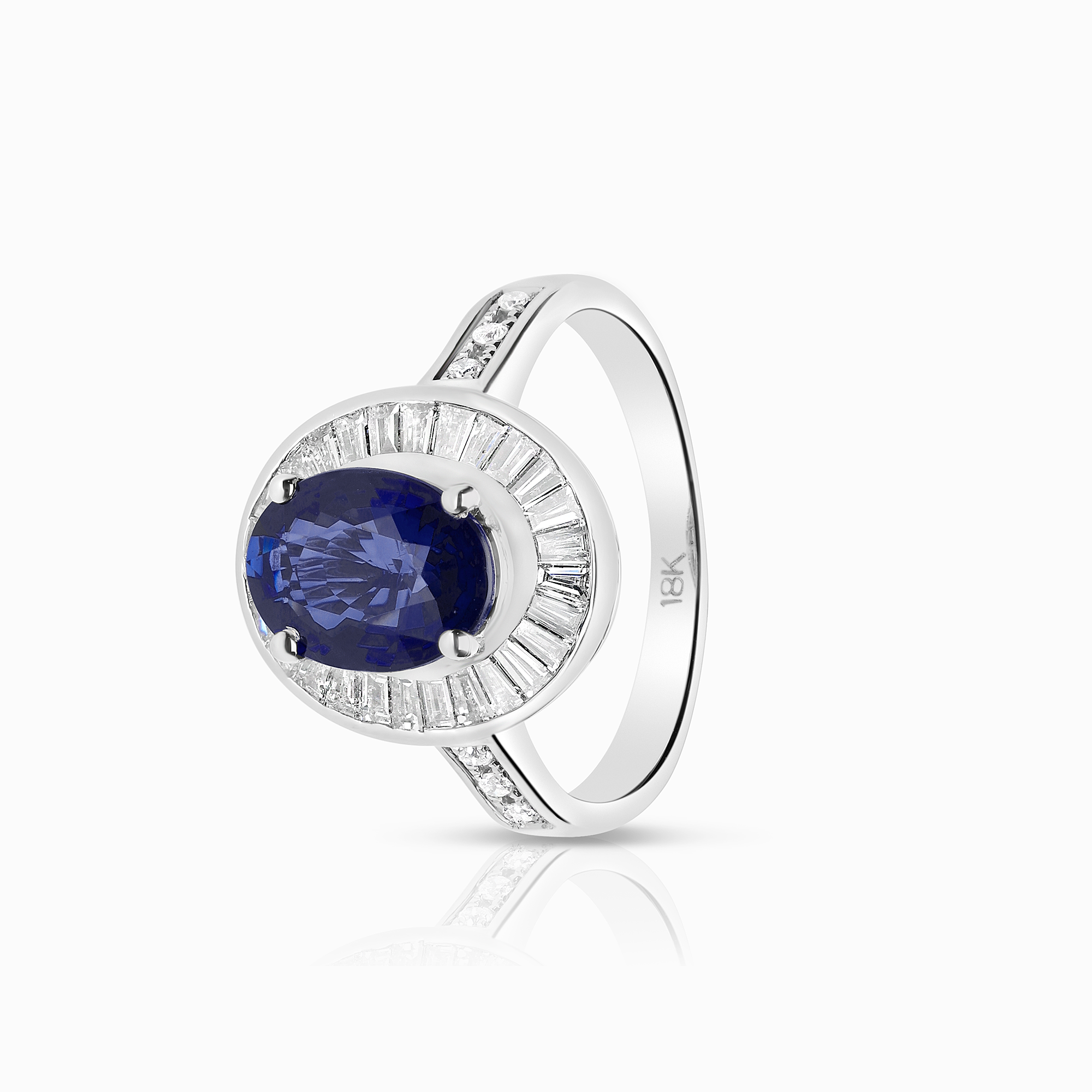 Diamantring med safirer 0,60ct 18K vitguld
