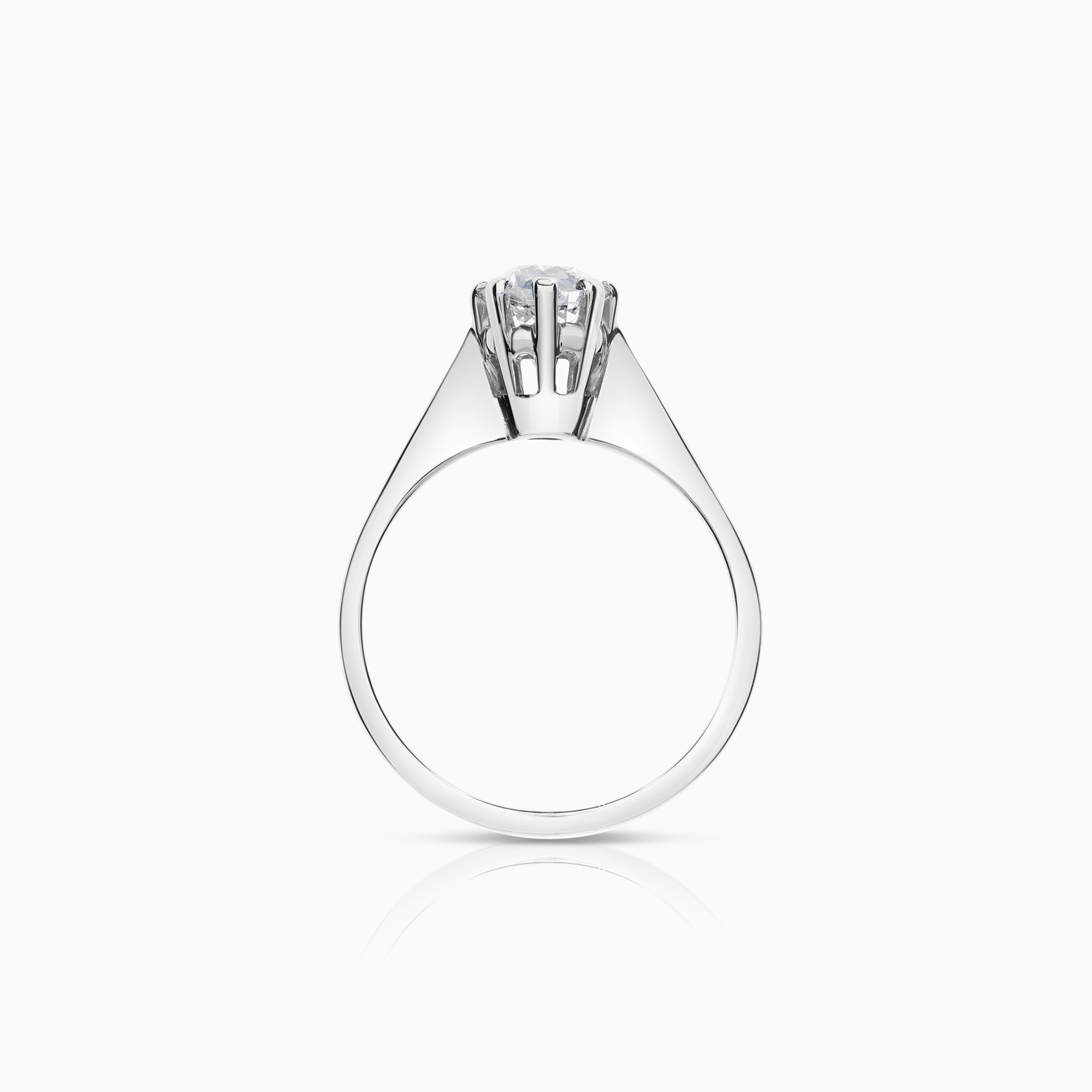 Solitaire ring old cut 1.10ct 18K white gold