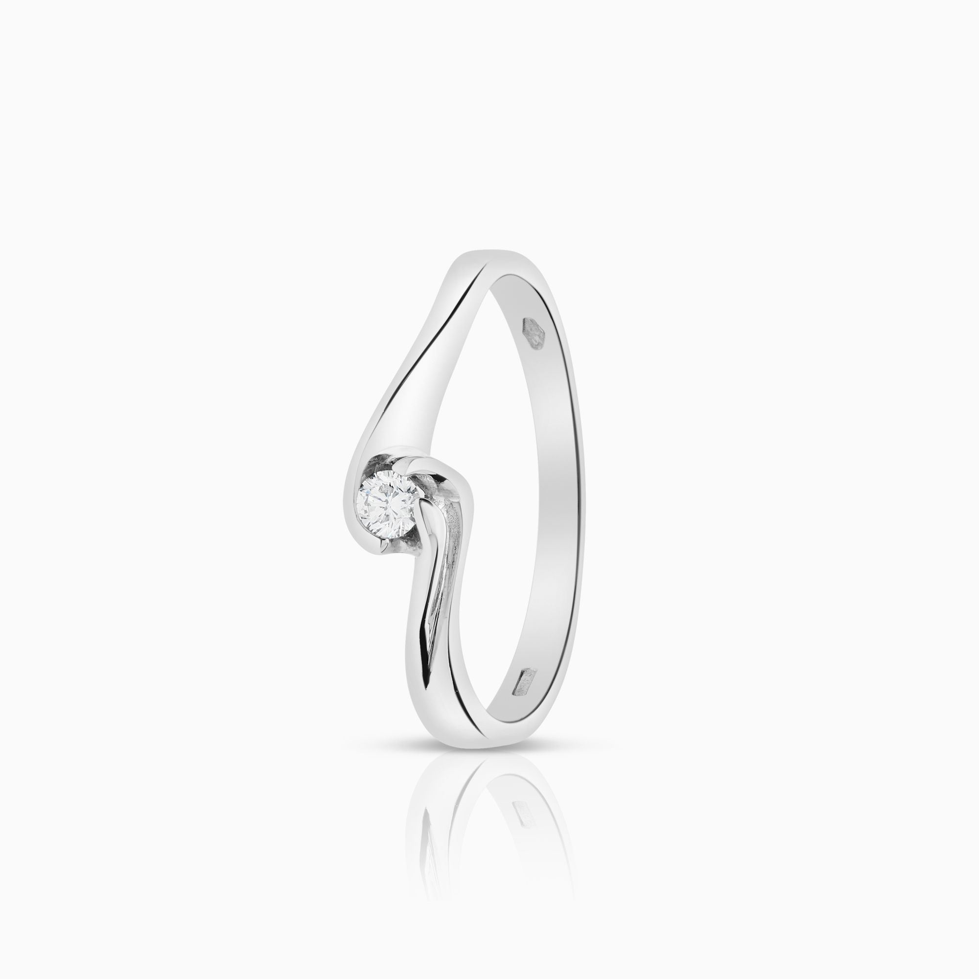 Solitaire ring 0.06ct 18K white gold