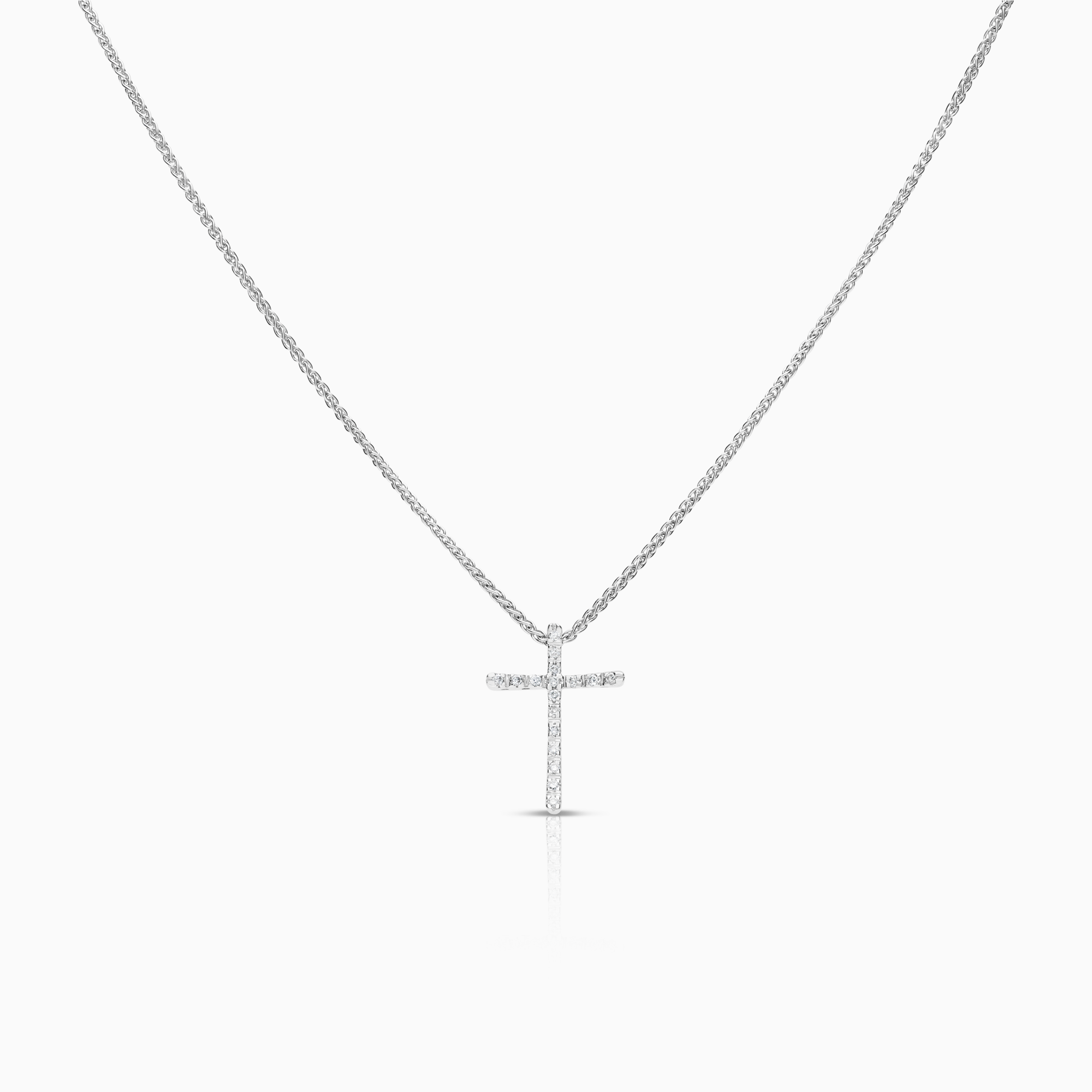 Halsband med kors 0,08ct 18K vitguld
