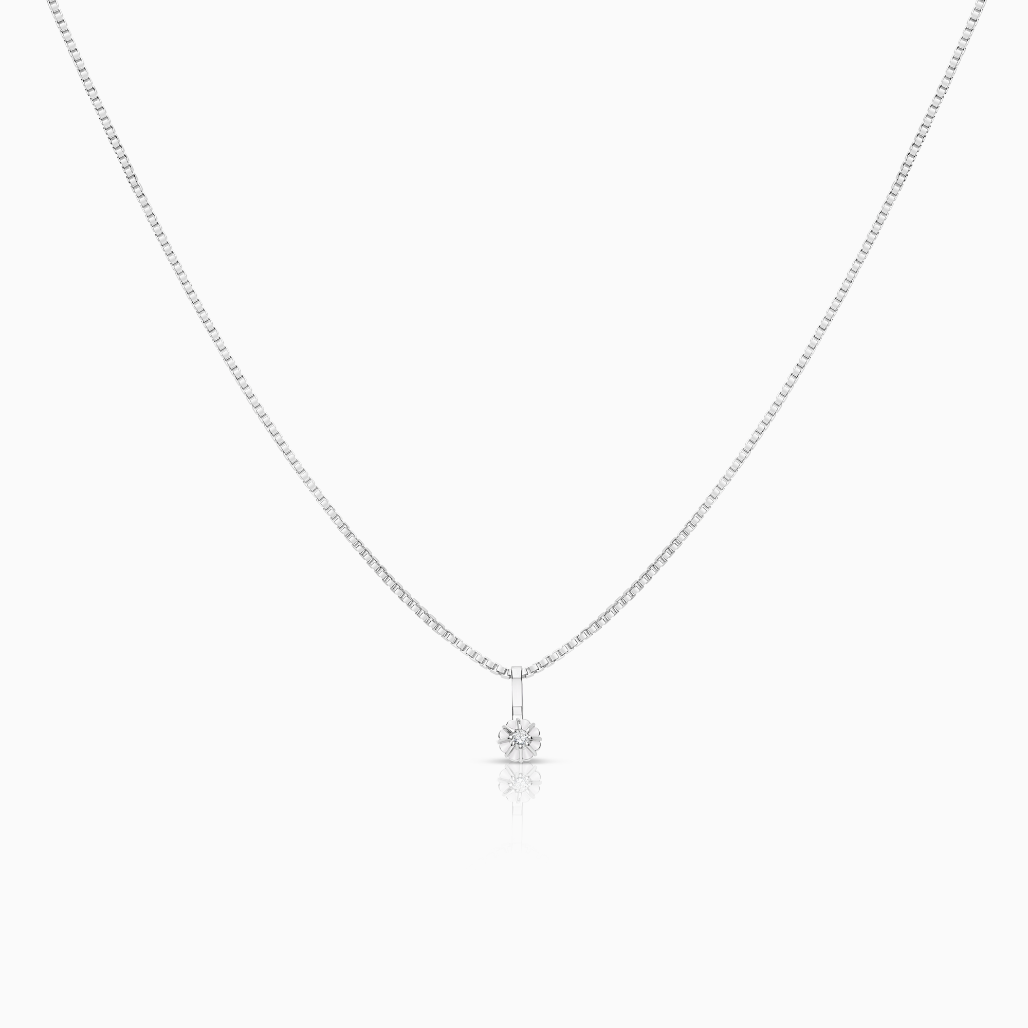 Halsband med solitärhänge 0,03ct 18K vitguld