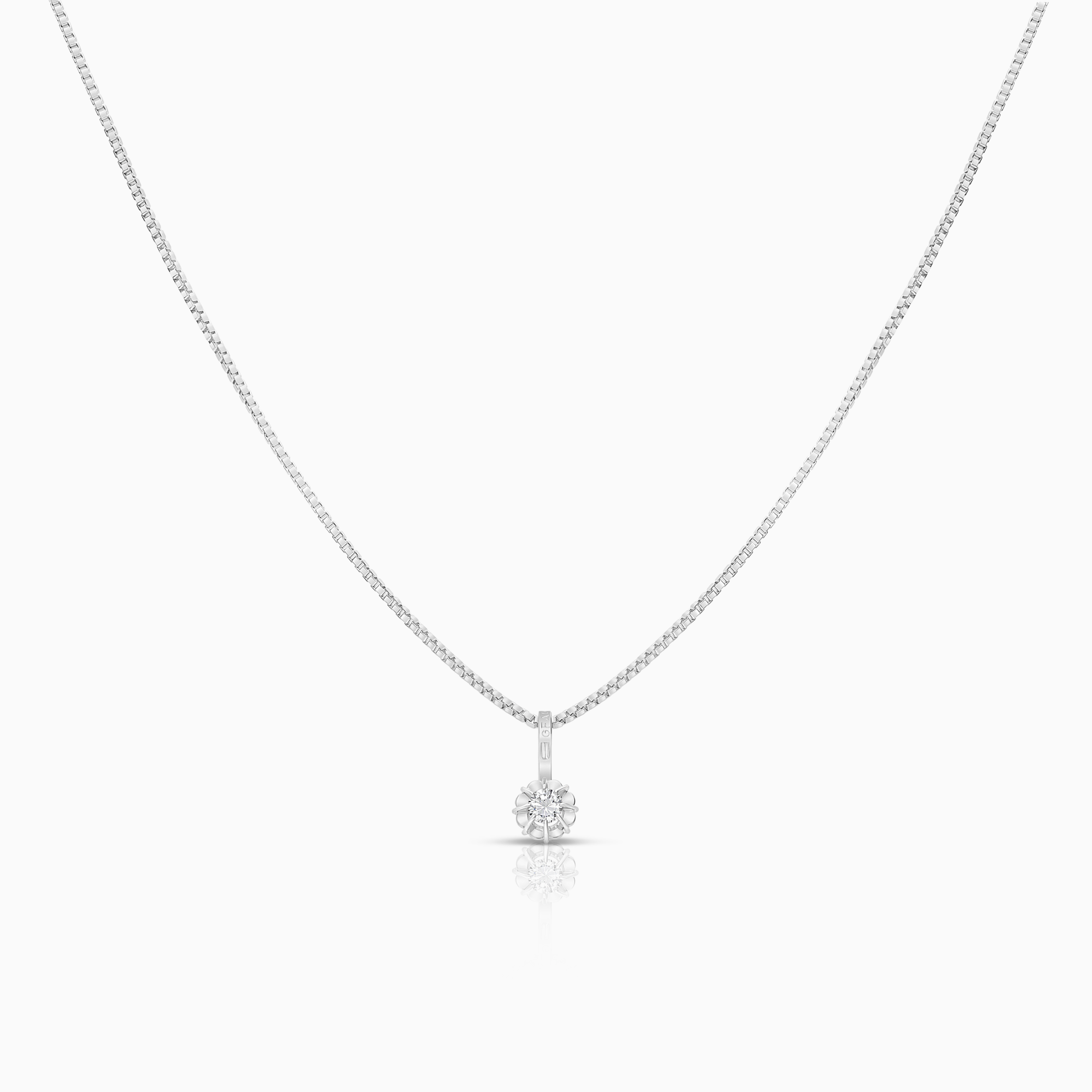 Halsband med solitärhänge 0,08ct 18K vitguld