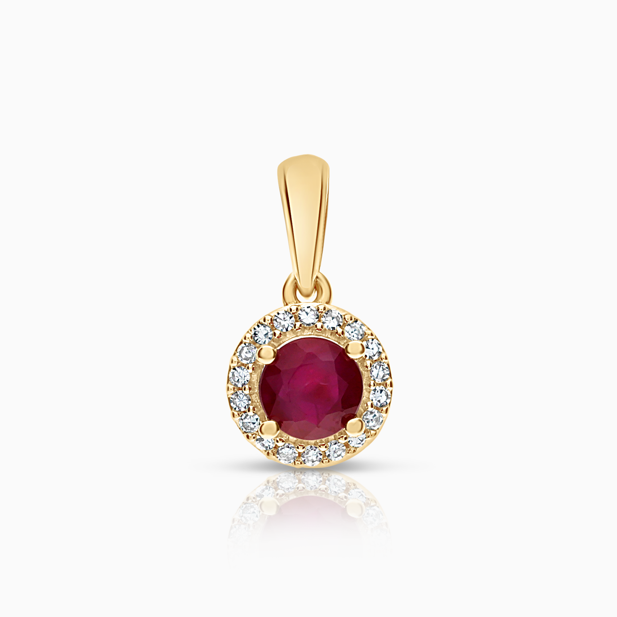 Halo hängsmycke med rubin 0,06ct 18K guld