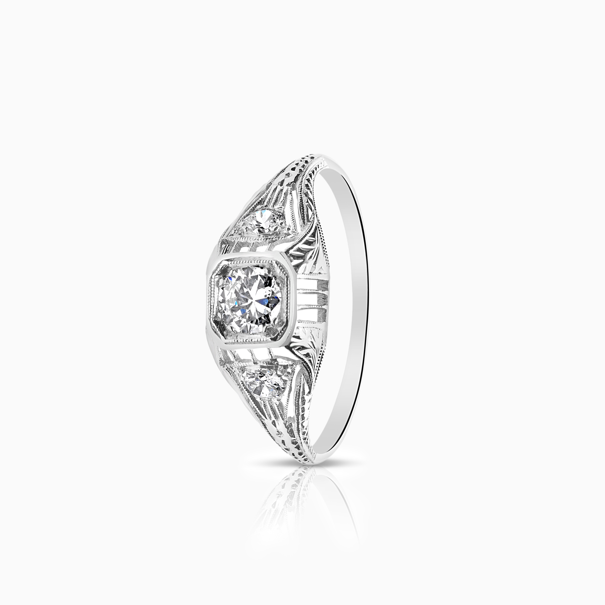 Diamantring 0,44ct 850 platina