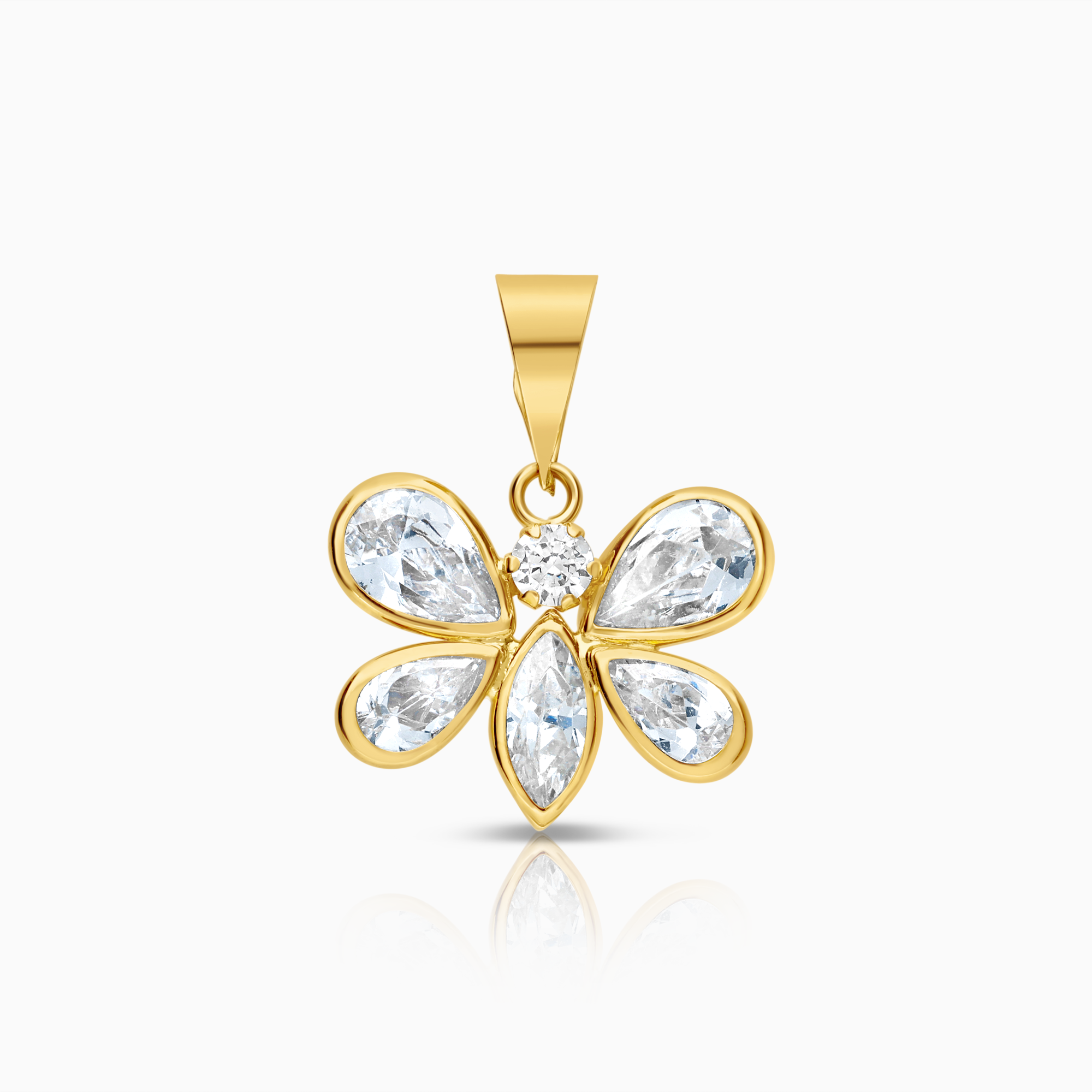 Gold butterfly pendant cubic 0.81g 18K yellow gold