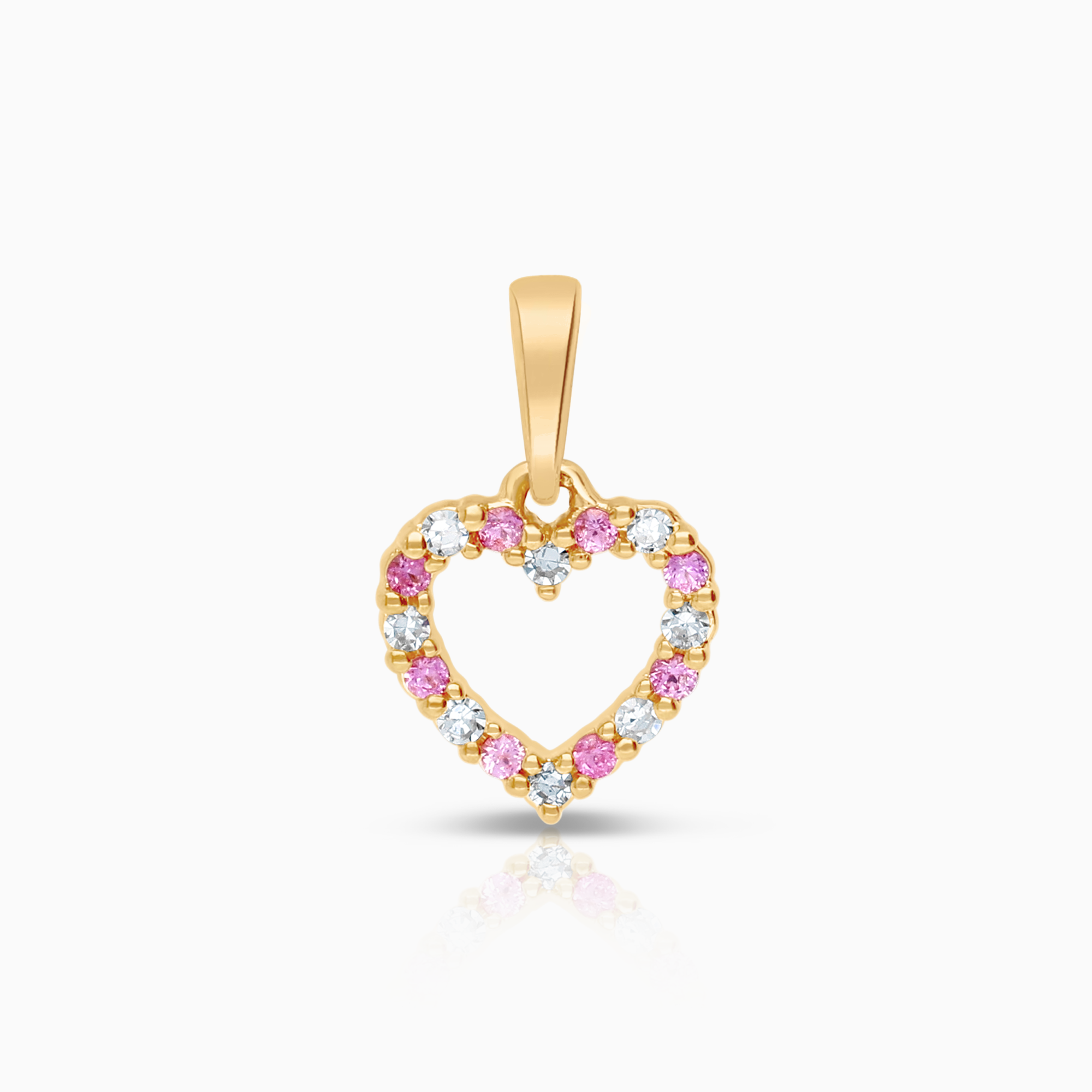 Heart pendant diamonds 0.04ct pink sapphires 18K gold