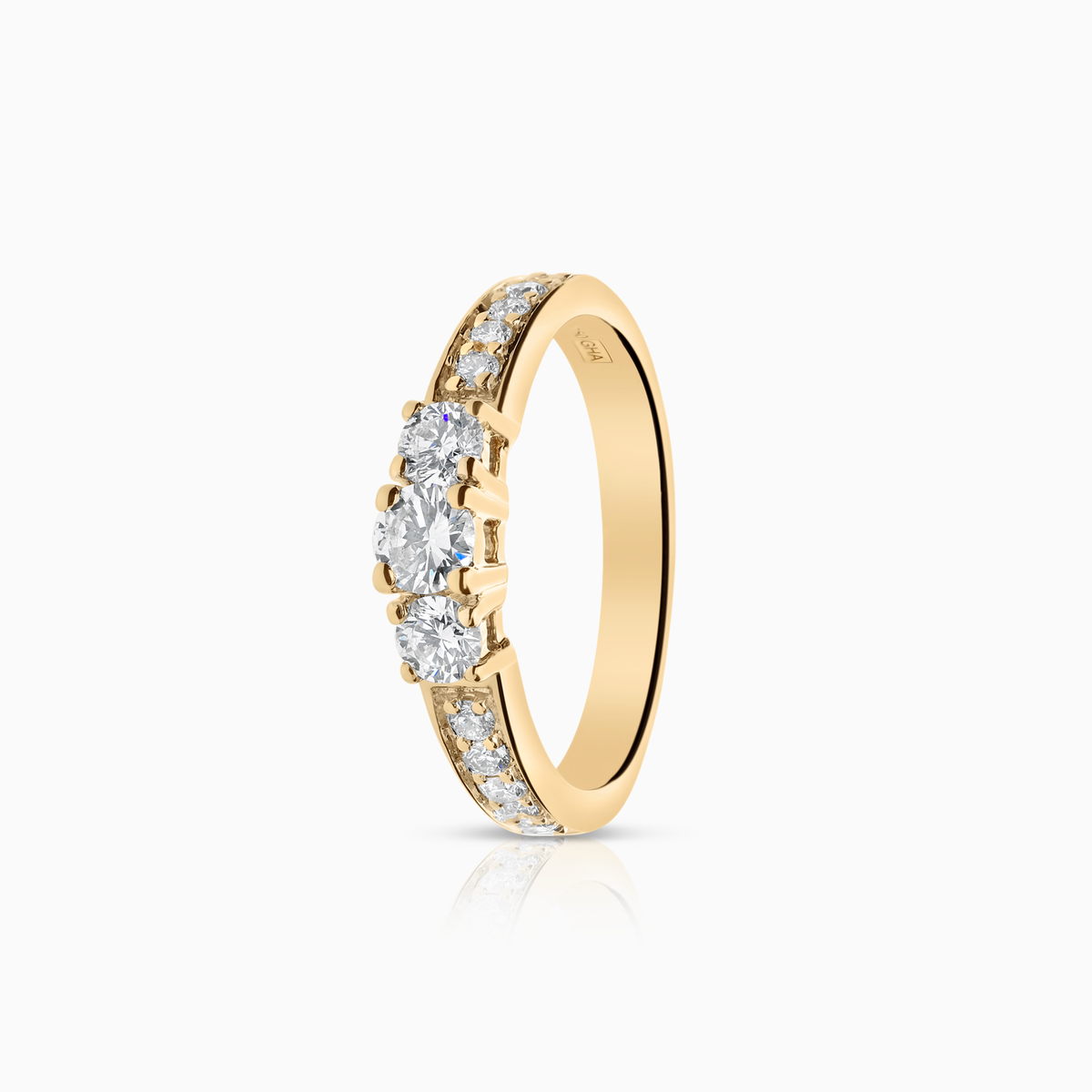 All Gold Ring Three-stone ring 0.55ct 18K gold
