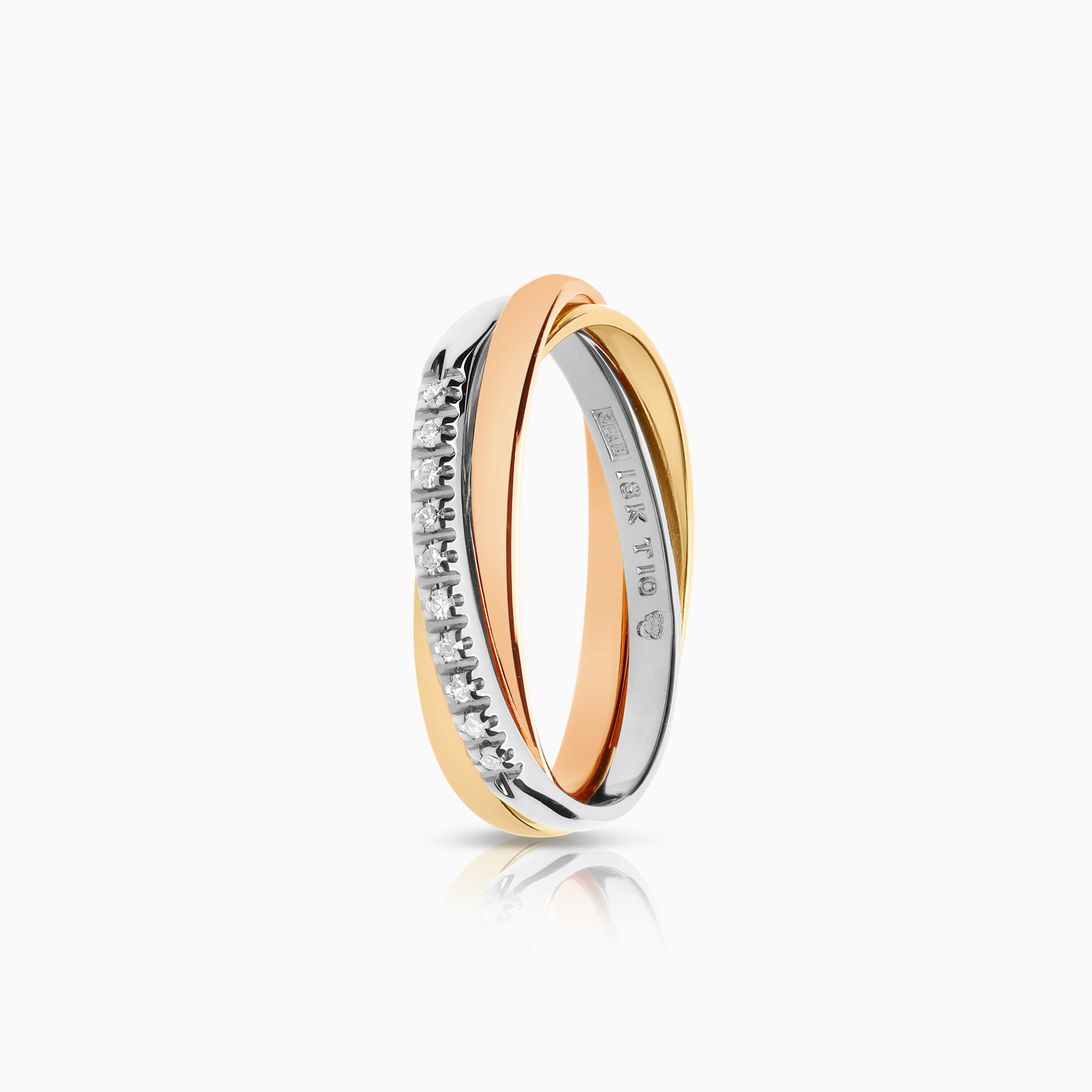 Diamantring 0,07ct 18K trefärgat guld