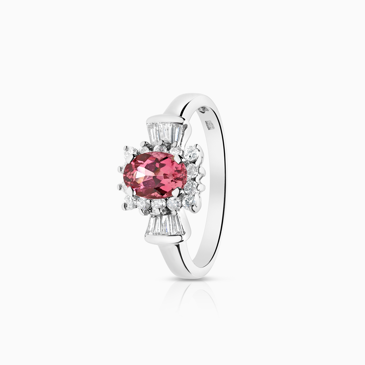 Gemstone ring tourmaline and diamonds 0.52ct 18K white gold