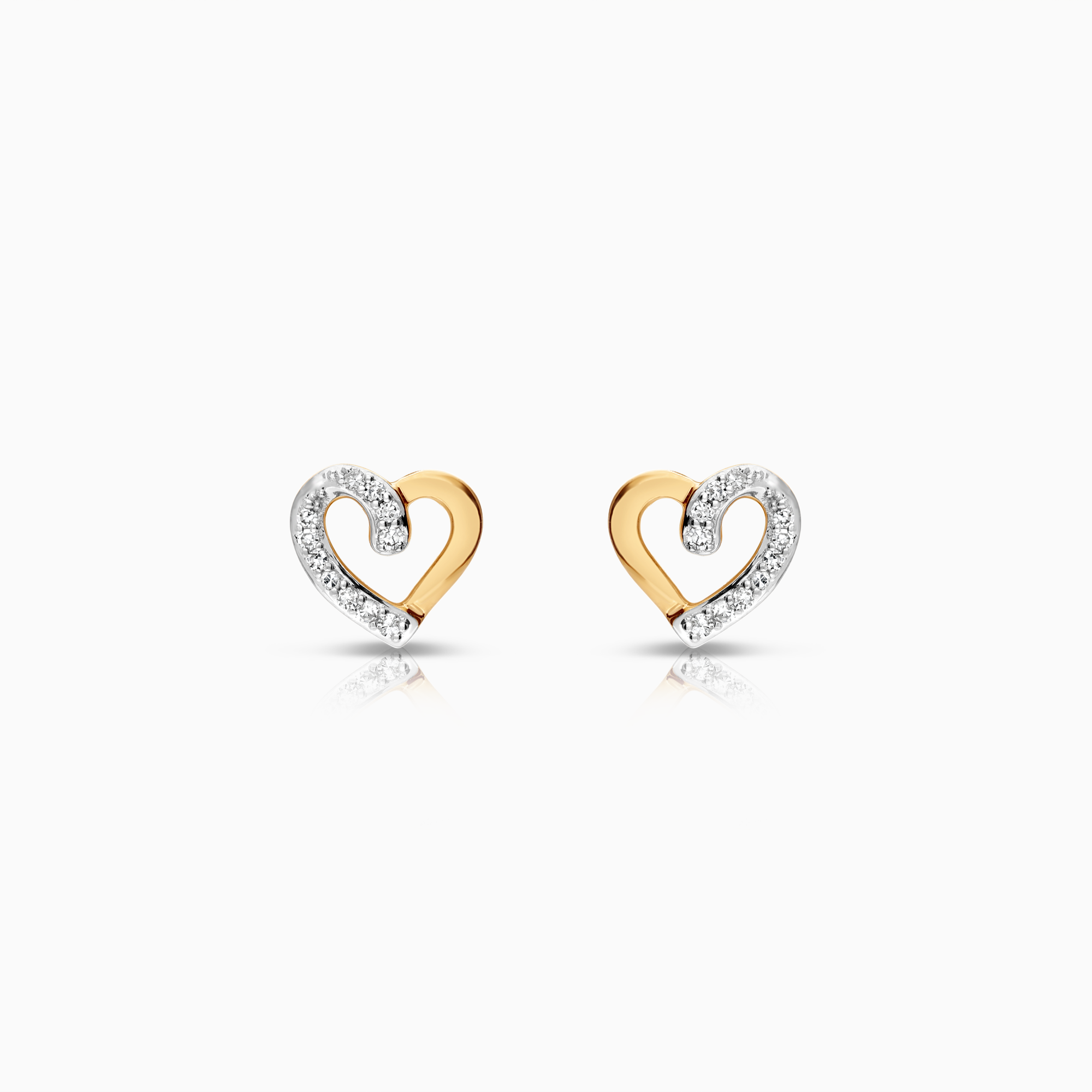 Heart earrings 0.05ct 18K gold
