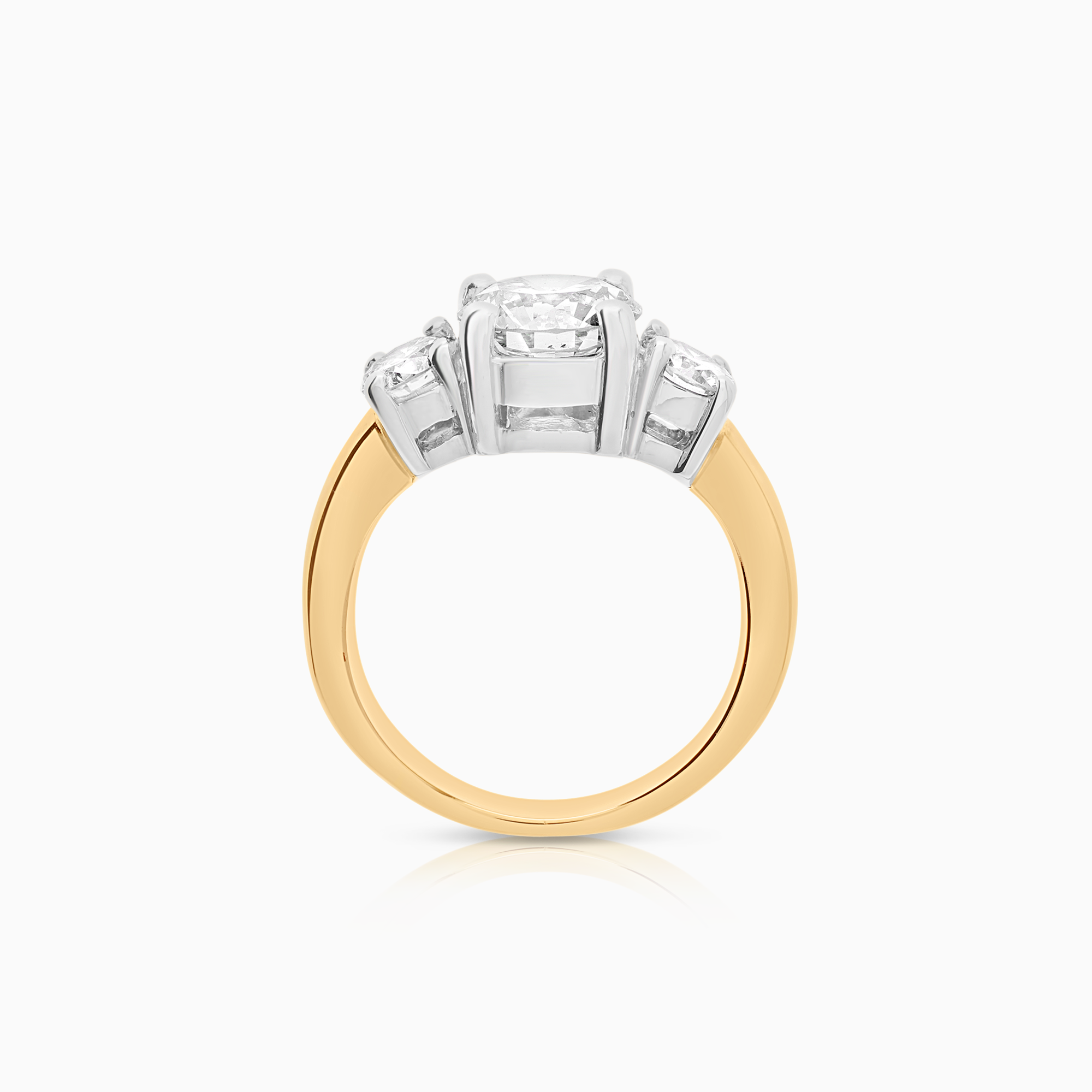 Trestensring 2,10ct 18K gult/hvitt gull