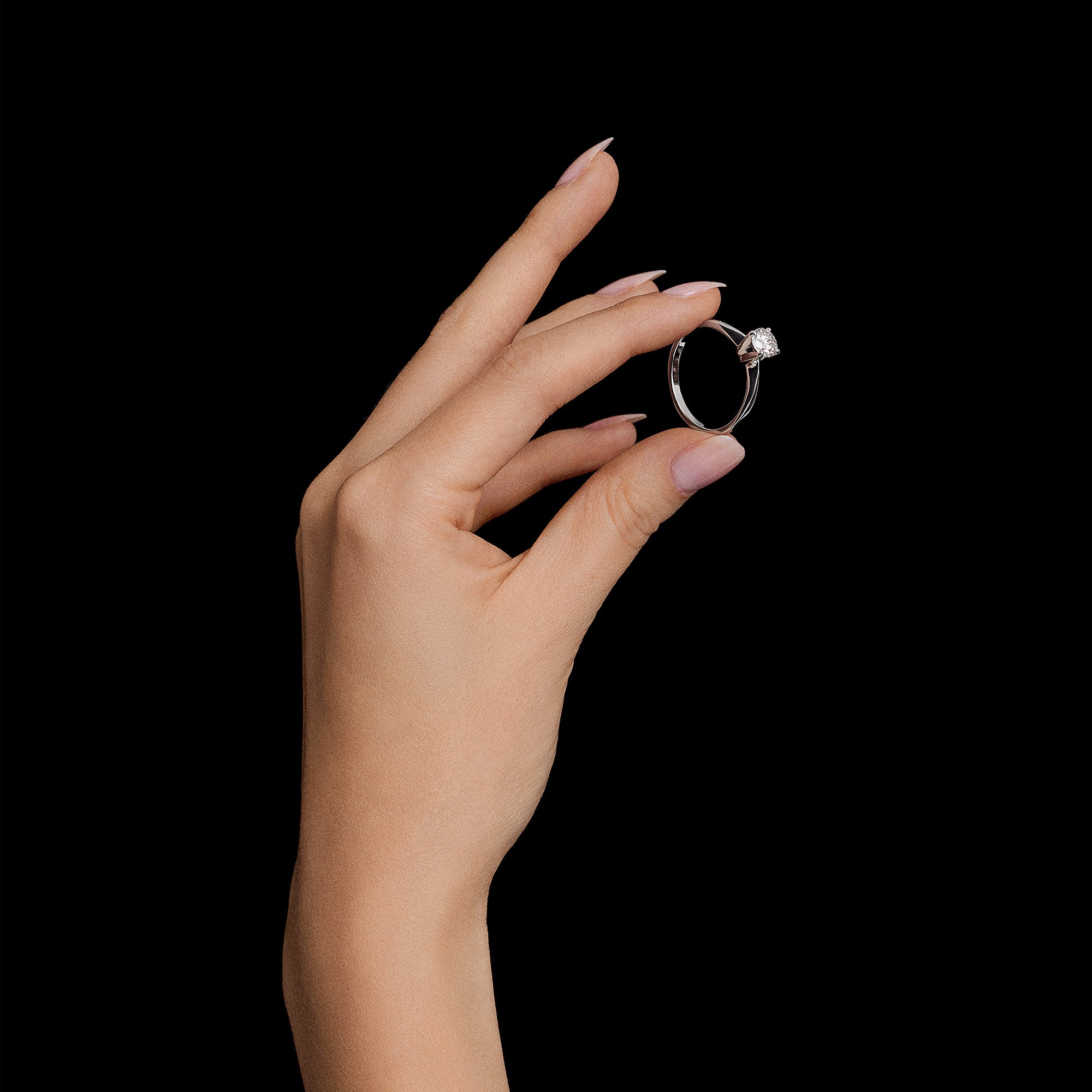 Enstensring 0,90ct 18K hvitt gull