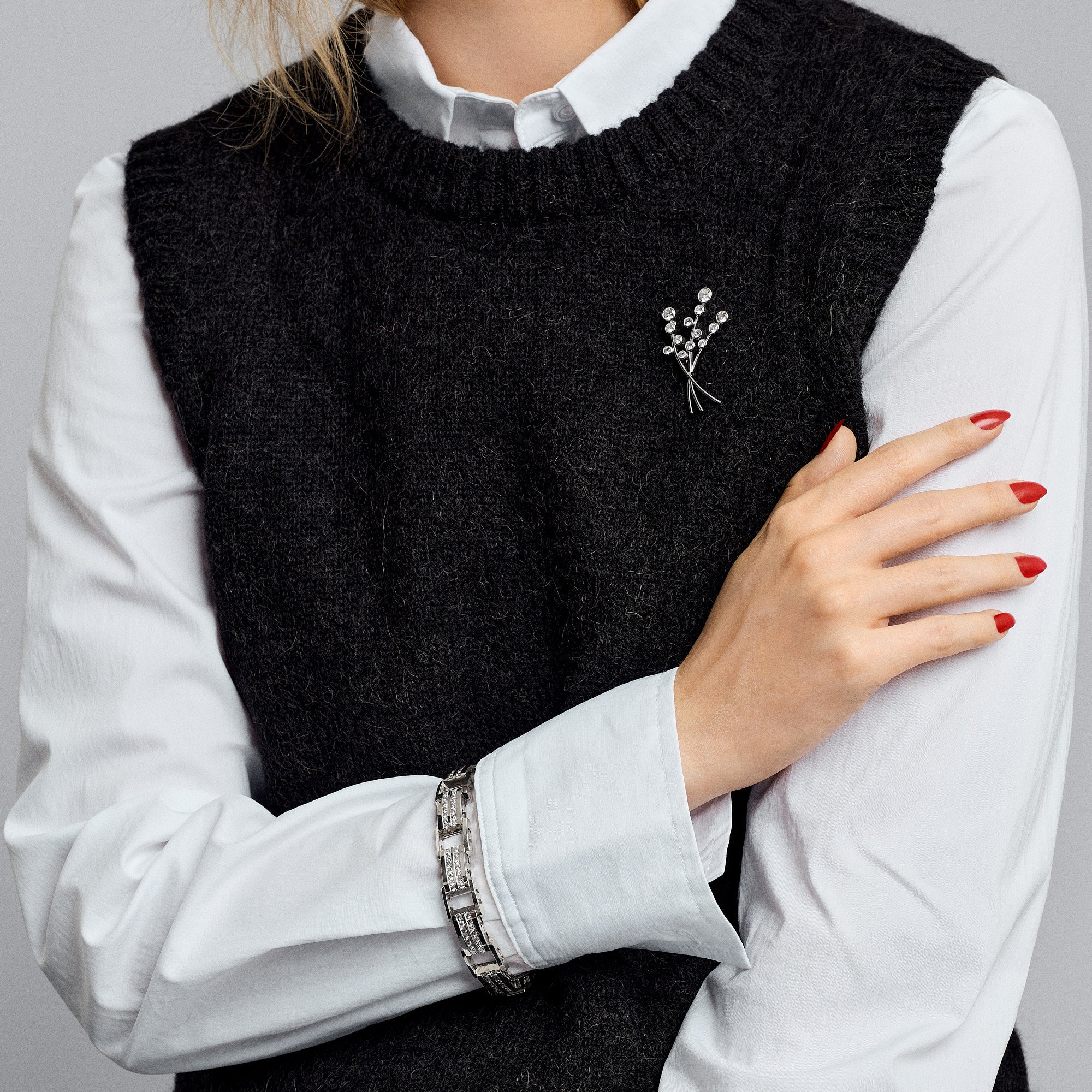 Diamantbrosje 1,74ct 18K hvitt gull