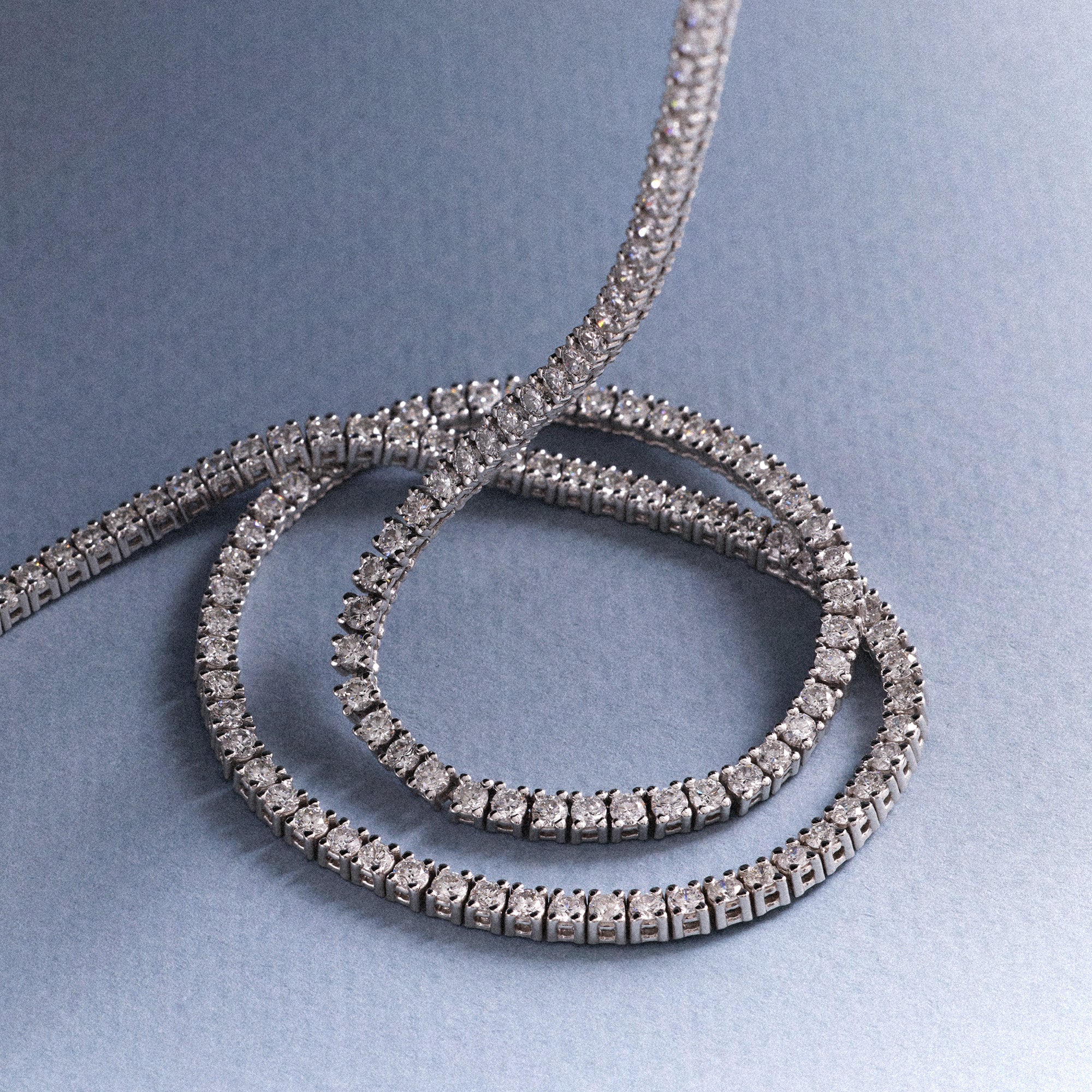 Tennis necklace 8.35ct 14K white gold