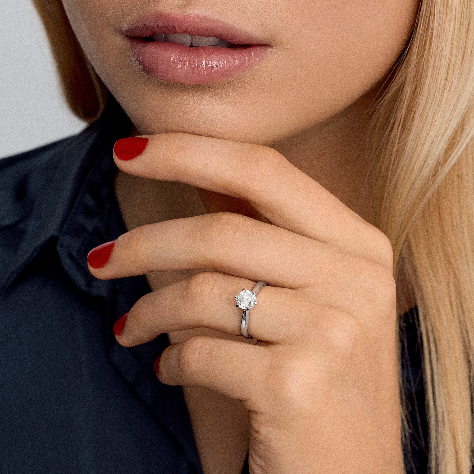 Solitaire Ring 0.95ct 18K White Gold