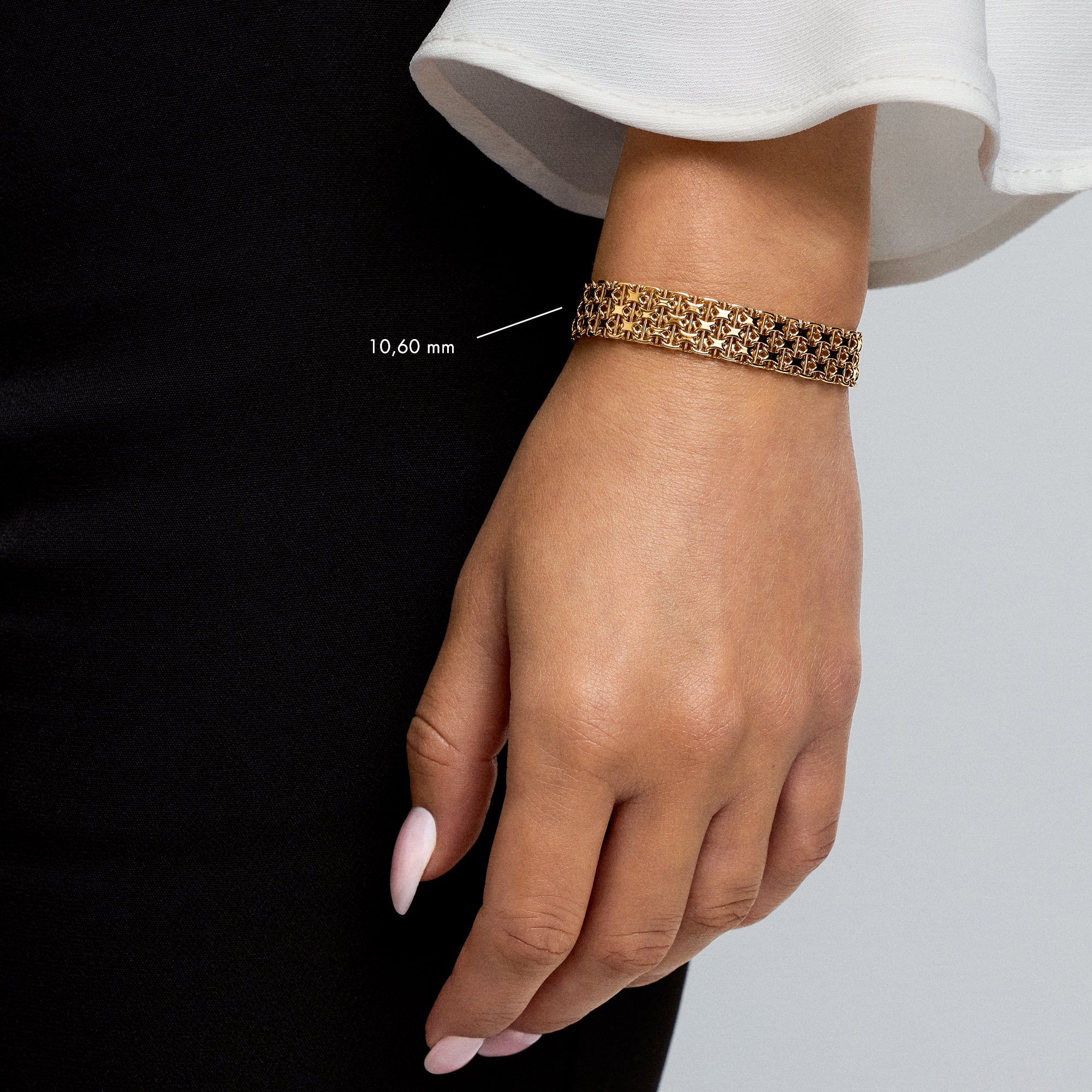 Armband x-länk med stav 14,10g 18K guld