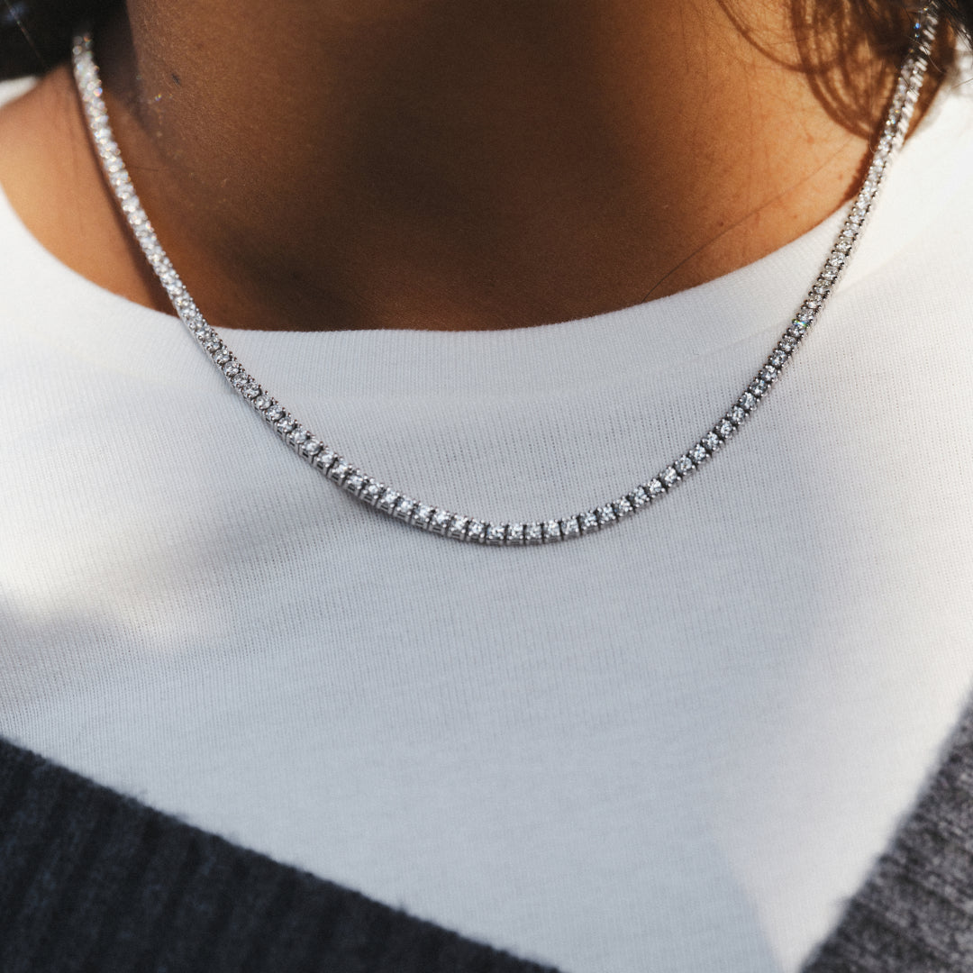 Tennis necklace 8.35ct 14K white gold