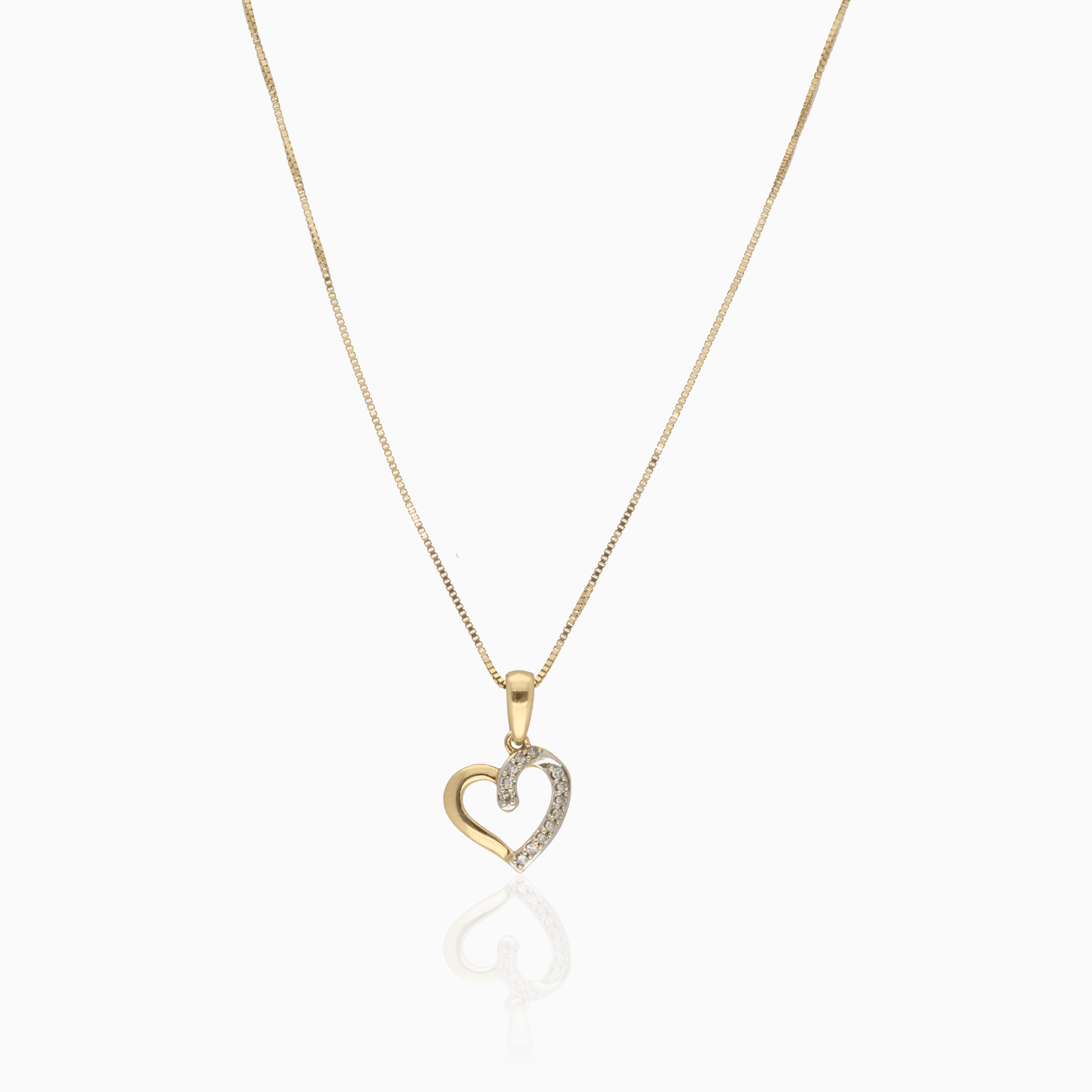 Gold necklace with heart pendant 0.06ct 18K