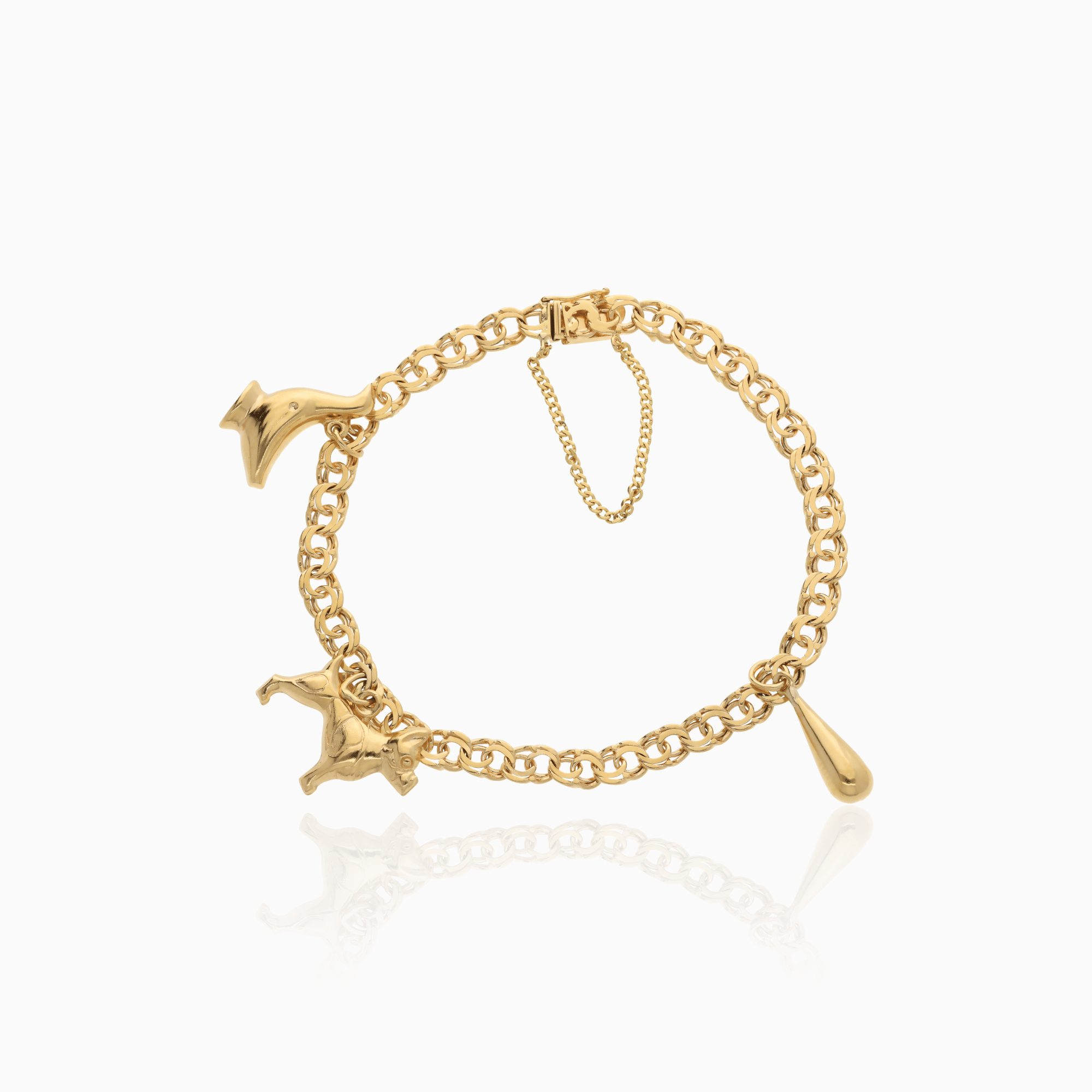 Bismarck bracelet with charms 10.72g 18K gold