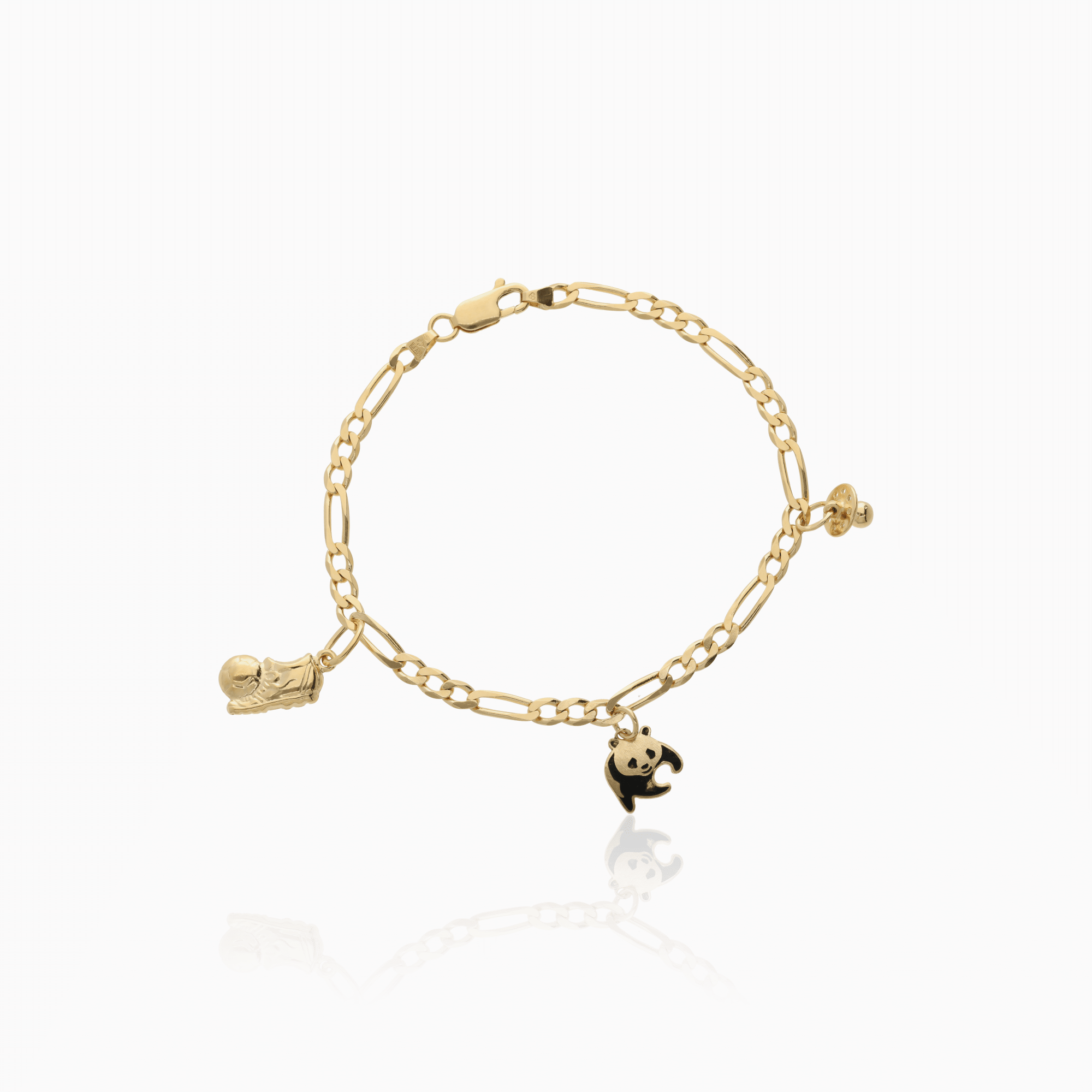 Figaro bracelet with charms 8.3g 18K gold