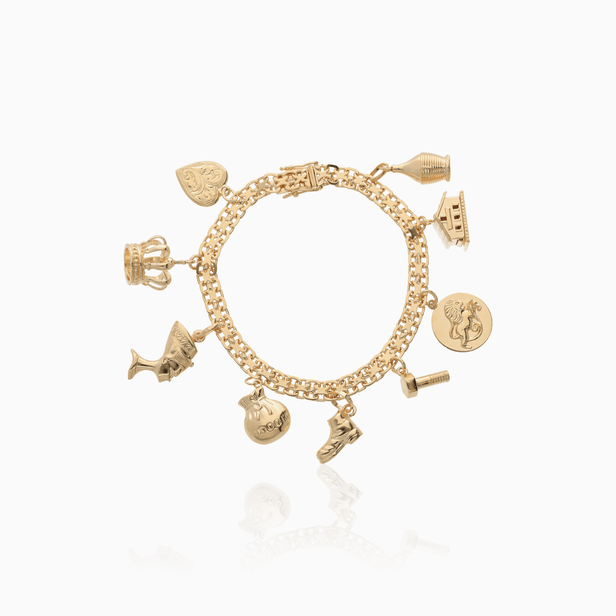X-link bracelet with charms 26.95g 18K gold