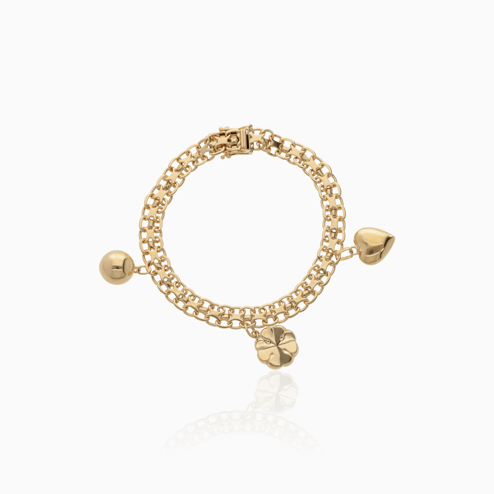 X-link bracelet with charms 14.6g 18K gold