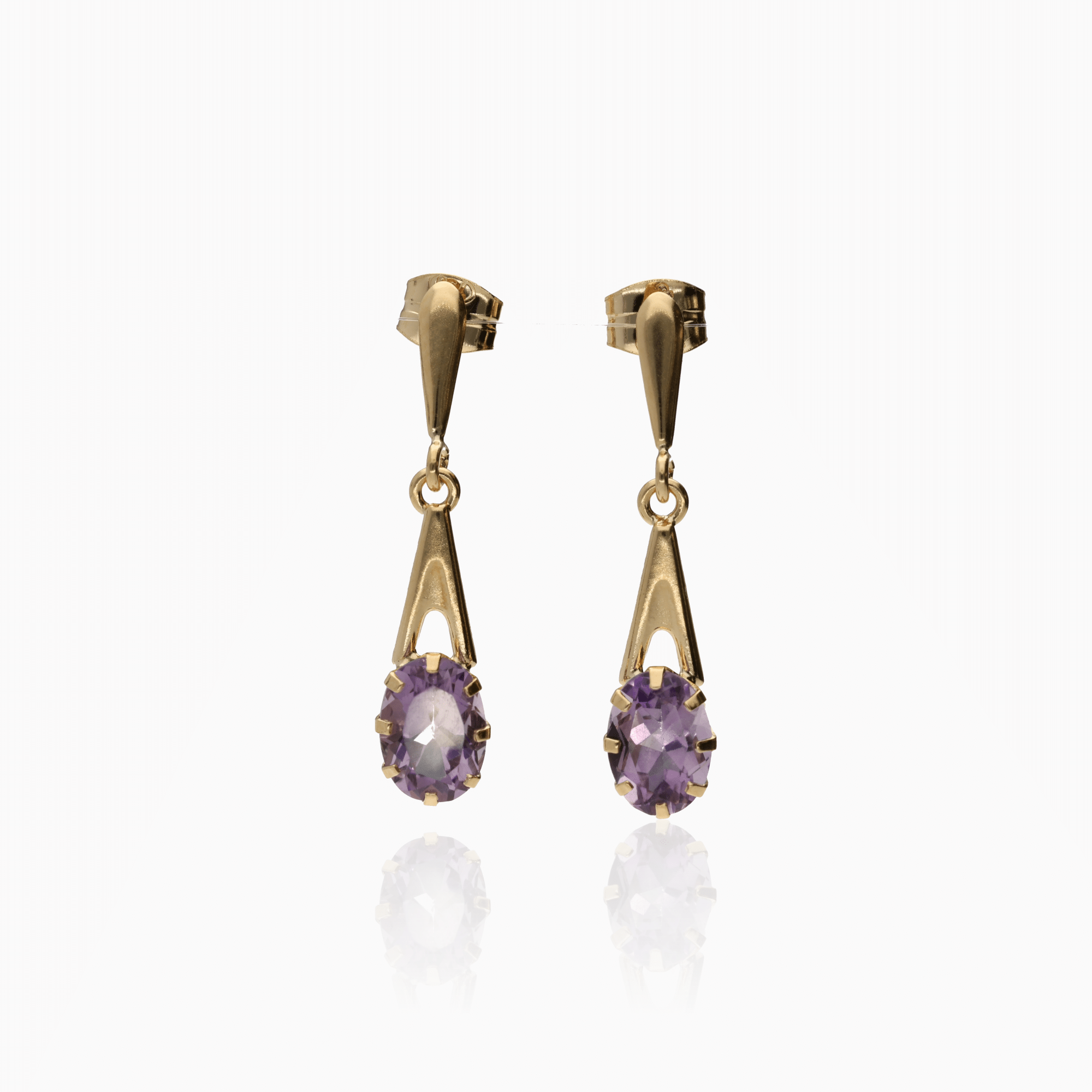 Gold earring with purple stones 1.25g 18K gold