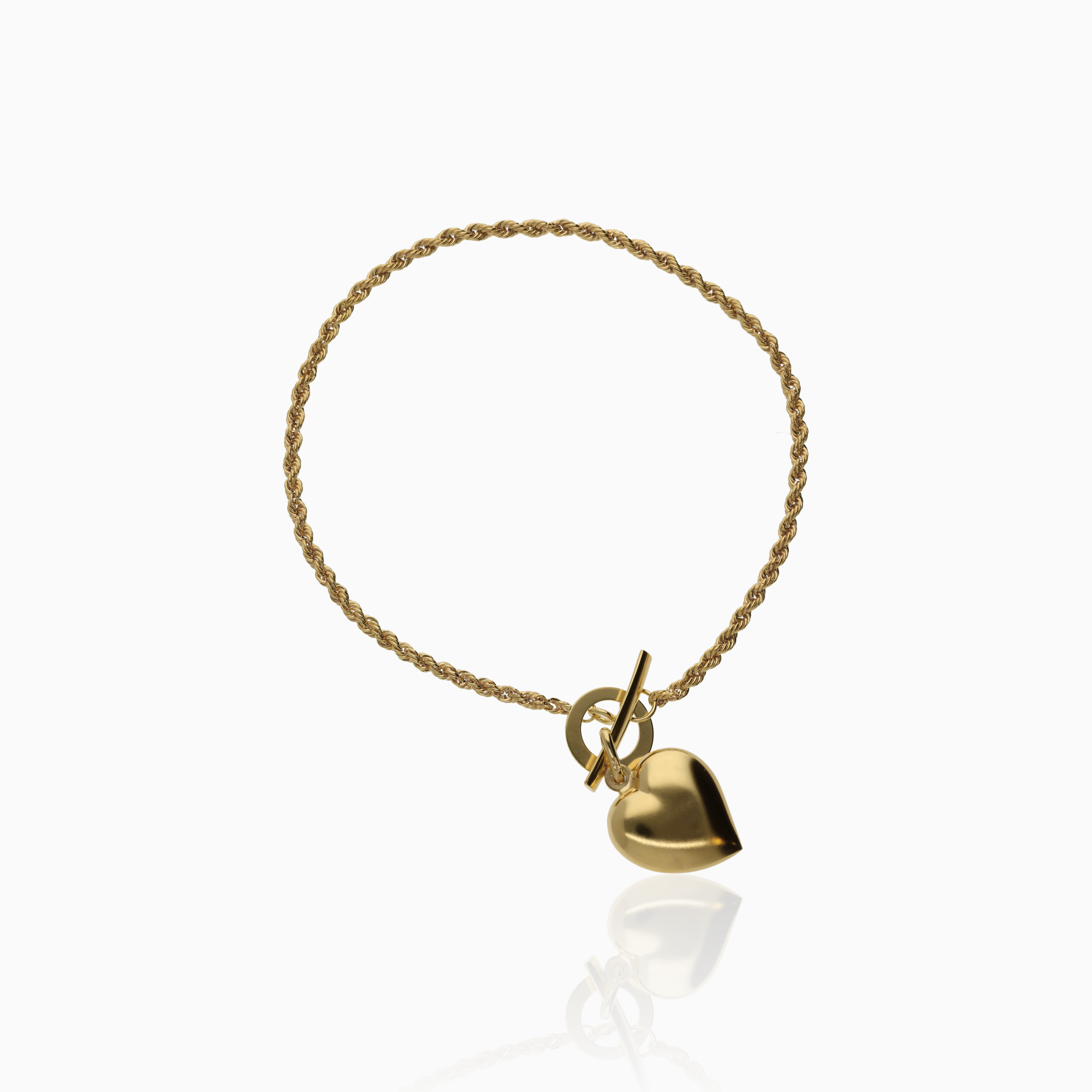 Rope bracelet with heart charm 3.30g 18K gold