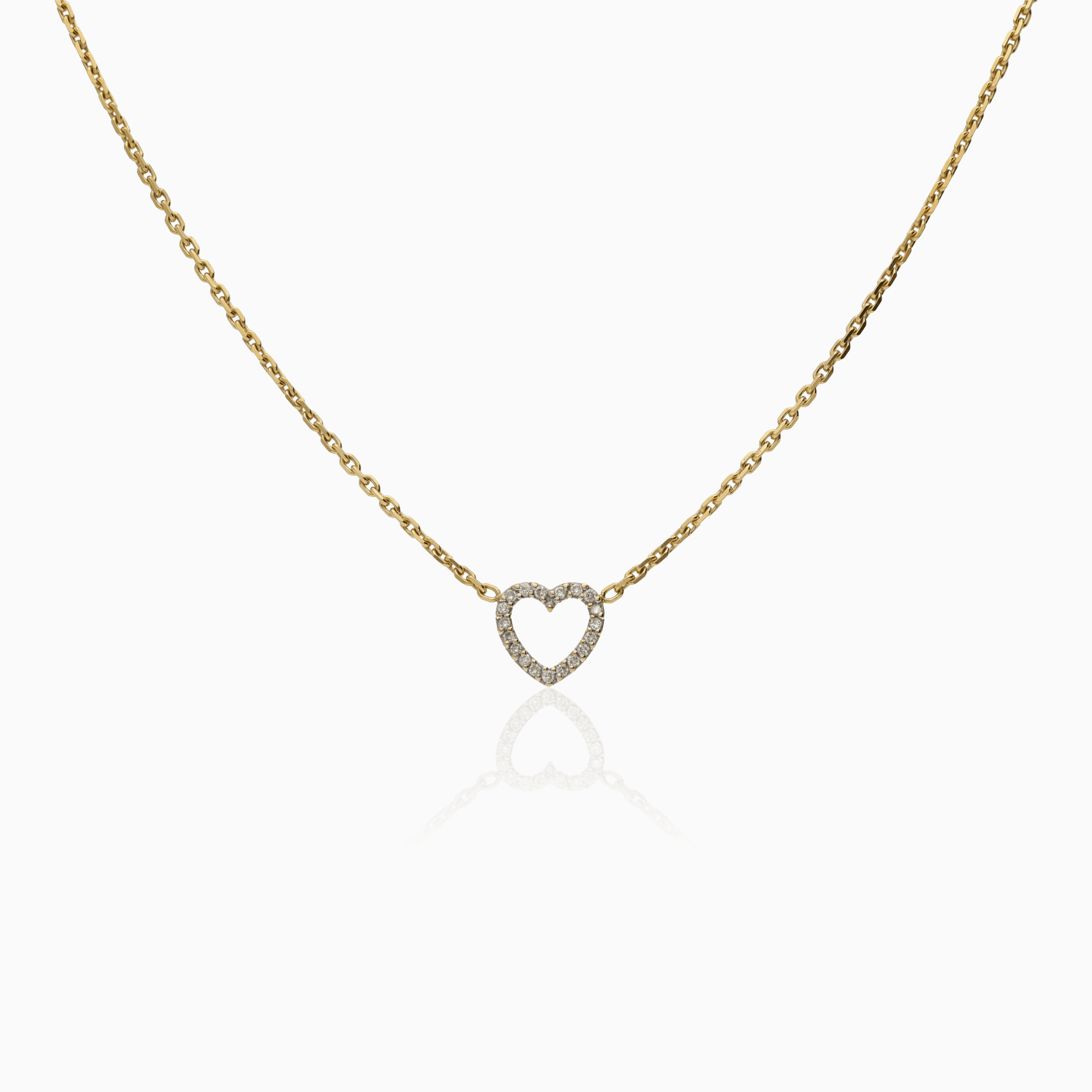 Cable link with diamond heart pendant 0.19ct 18K