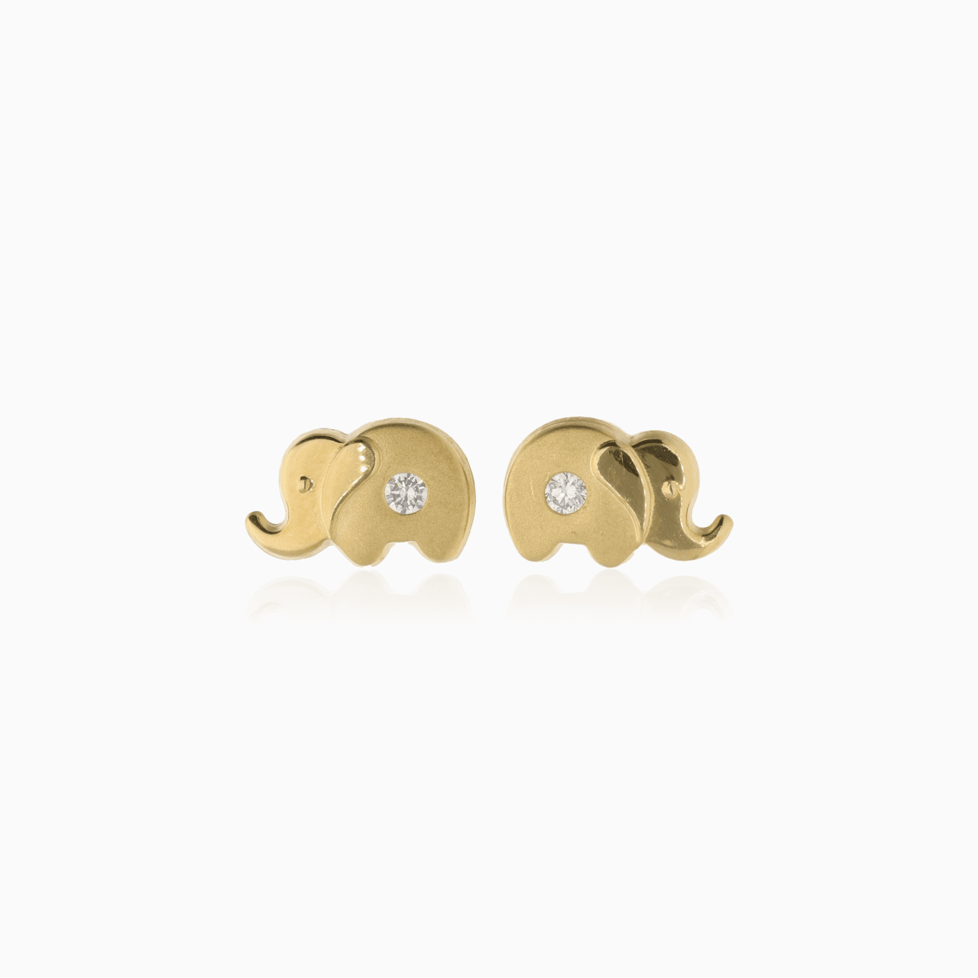 Gold earrings elephants with white stones 0.65g 18K