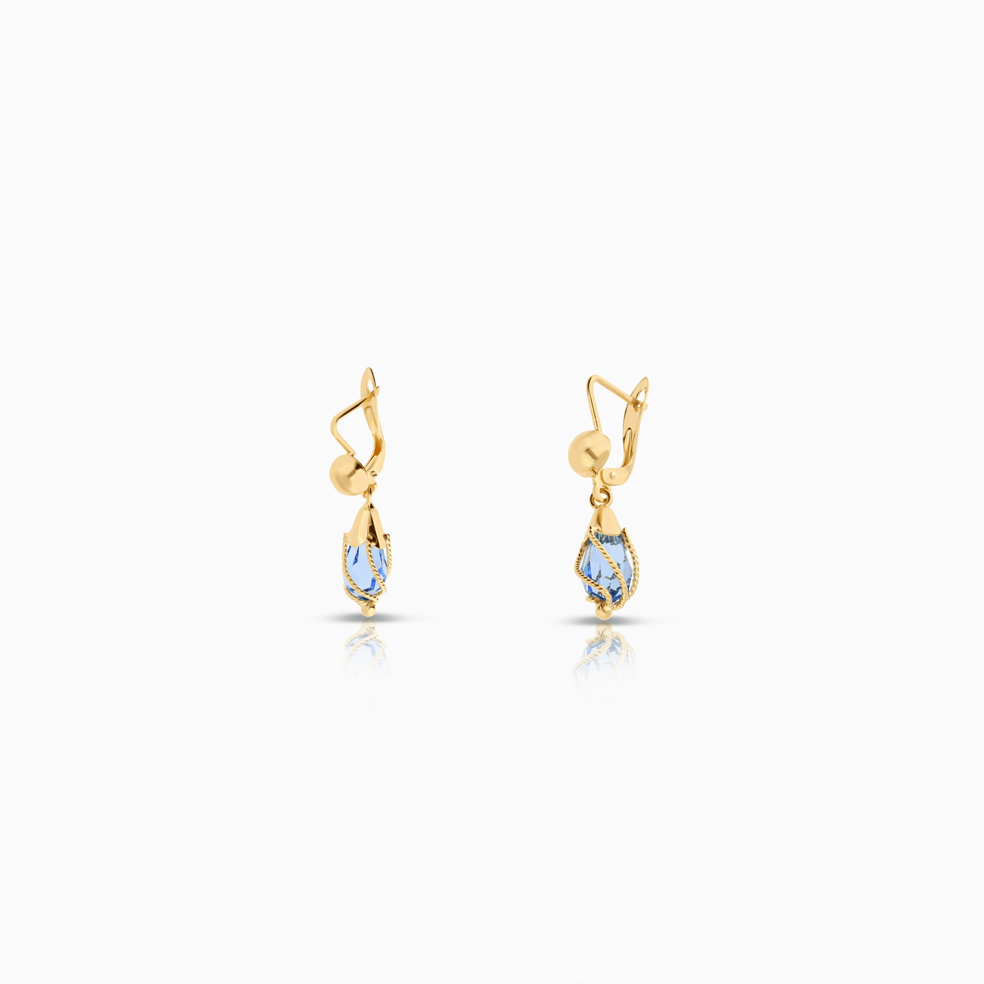 Gold earrings with blue stones 5.08g 18K gold