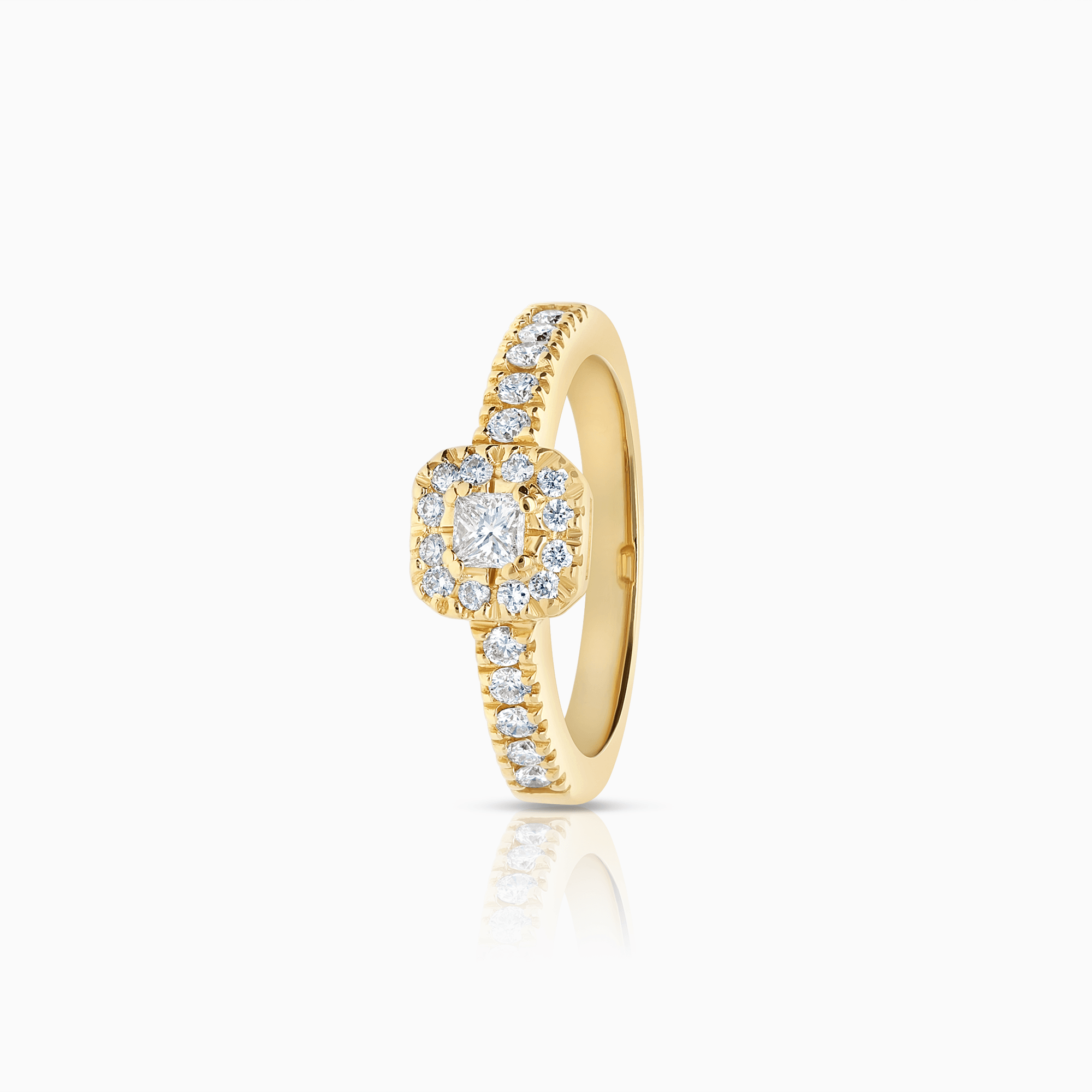 Haloring princess 0,47ct 18K guld