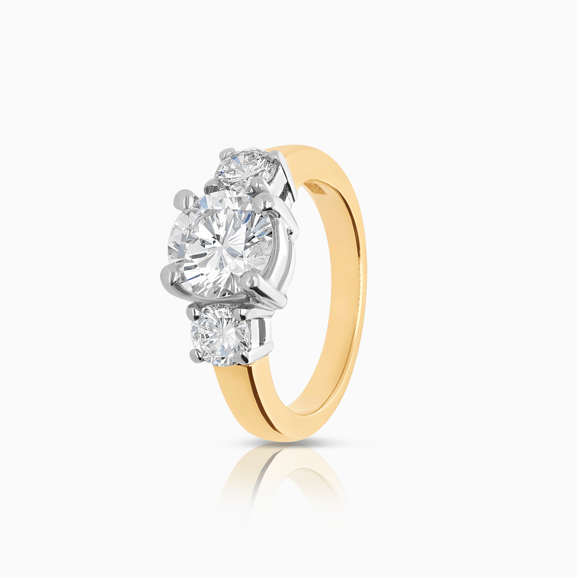Trestensring 2,10ct 18K gul/vitguld
