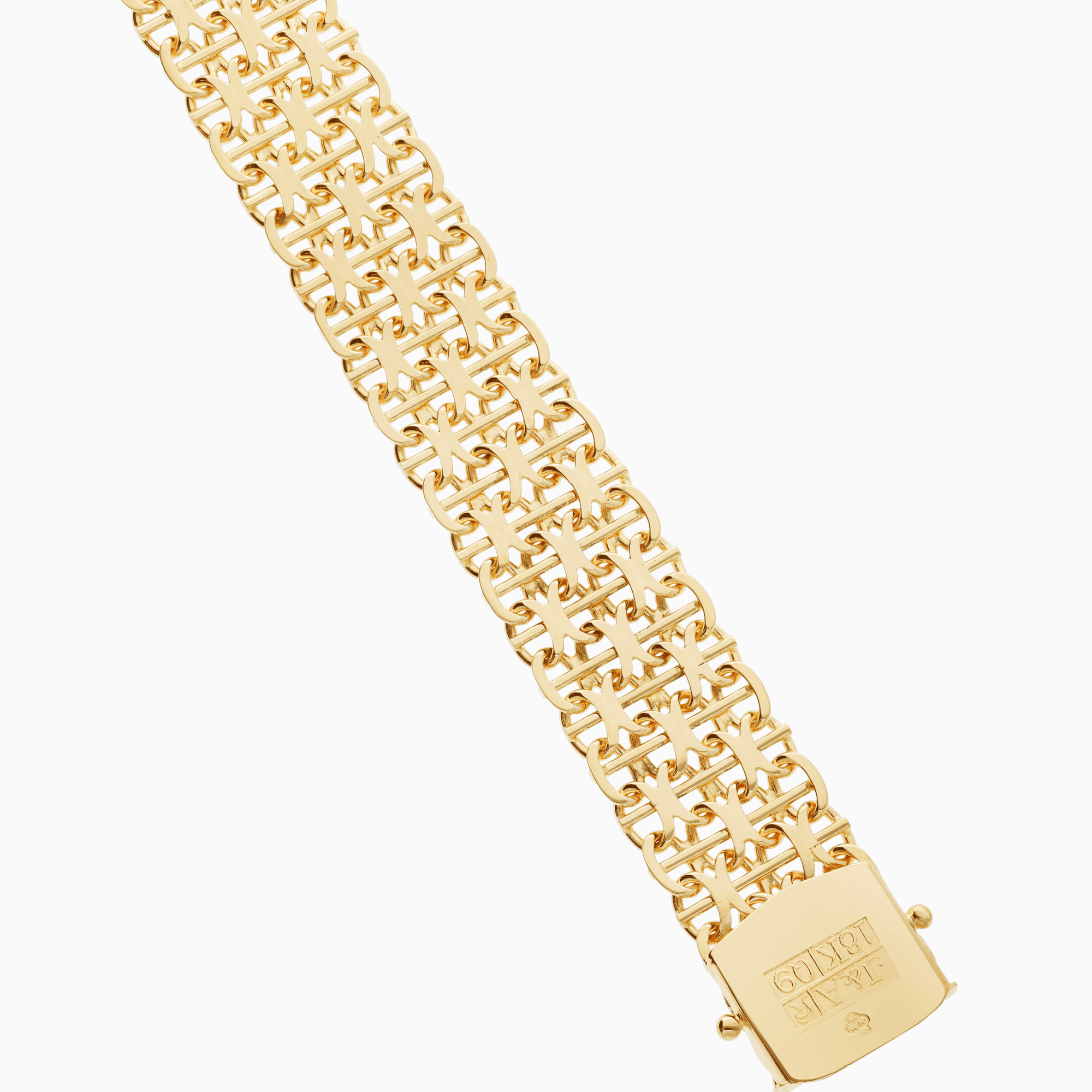 X-link bracelet with bar 33.22g 18K gold