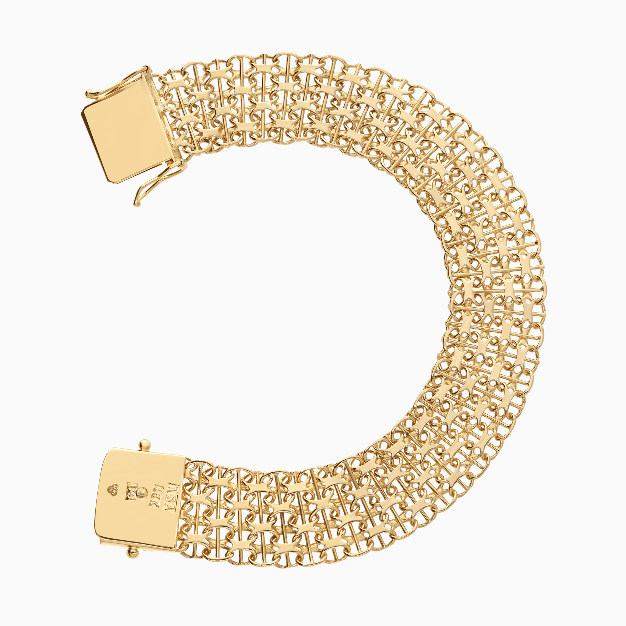 Bracelet x-link with bar 24.56g 18K gold