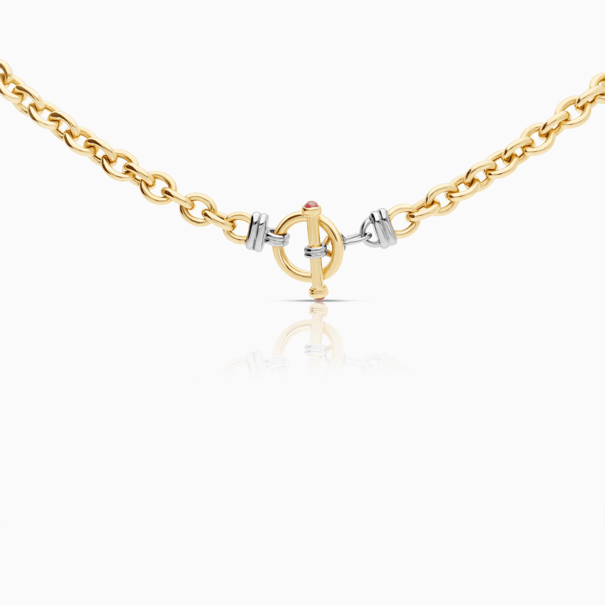 Cable chain with rubies 23.65g 18K gold