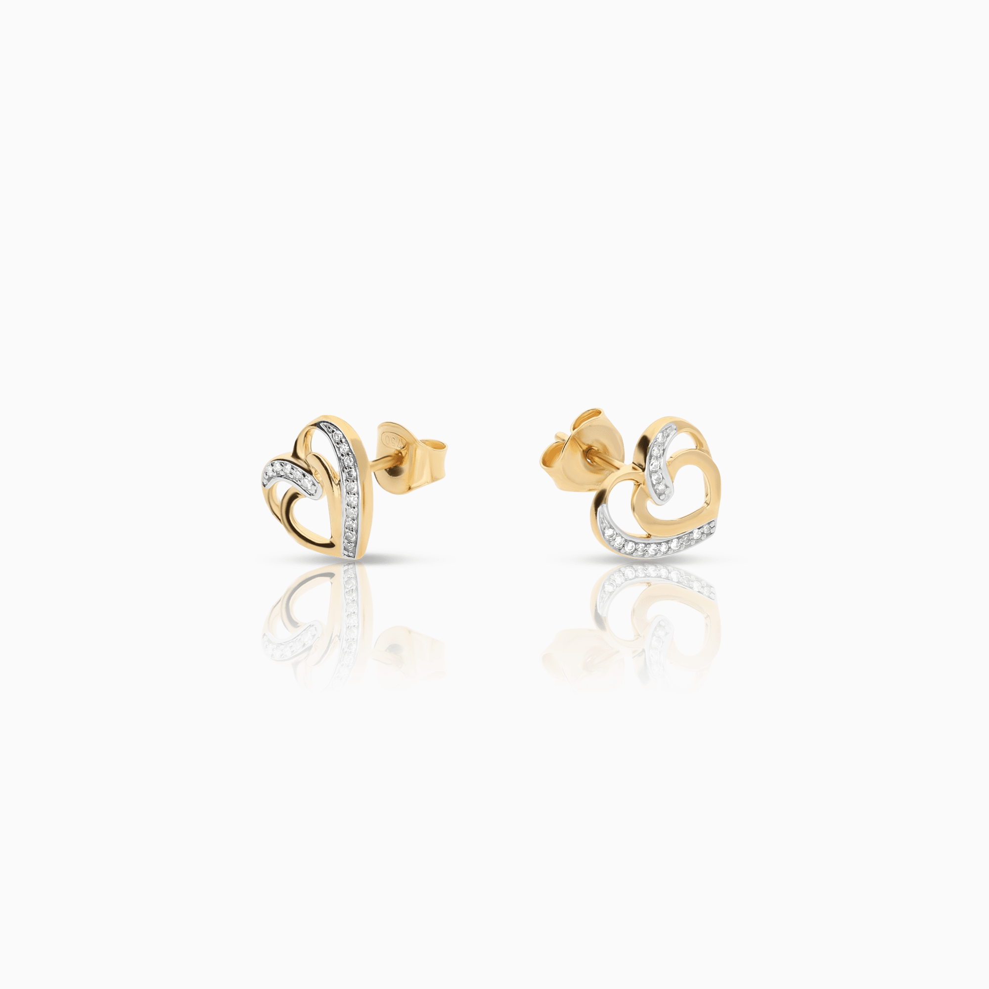 Diamond heart earrings 0.10ct 18K gold