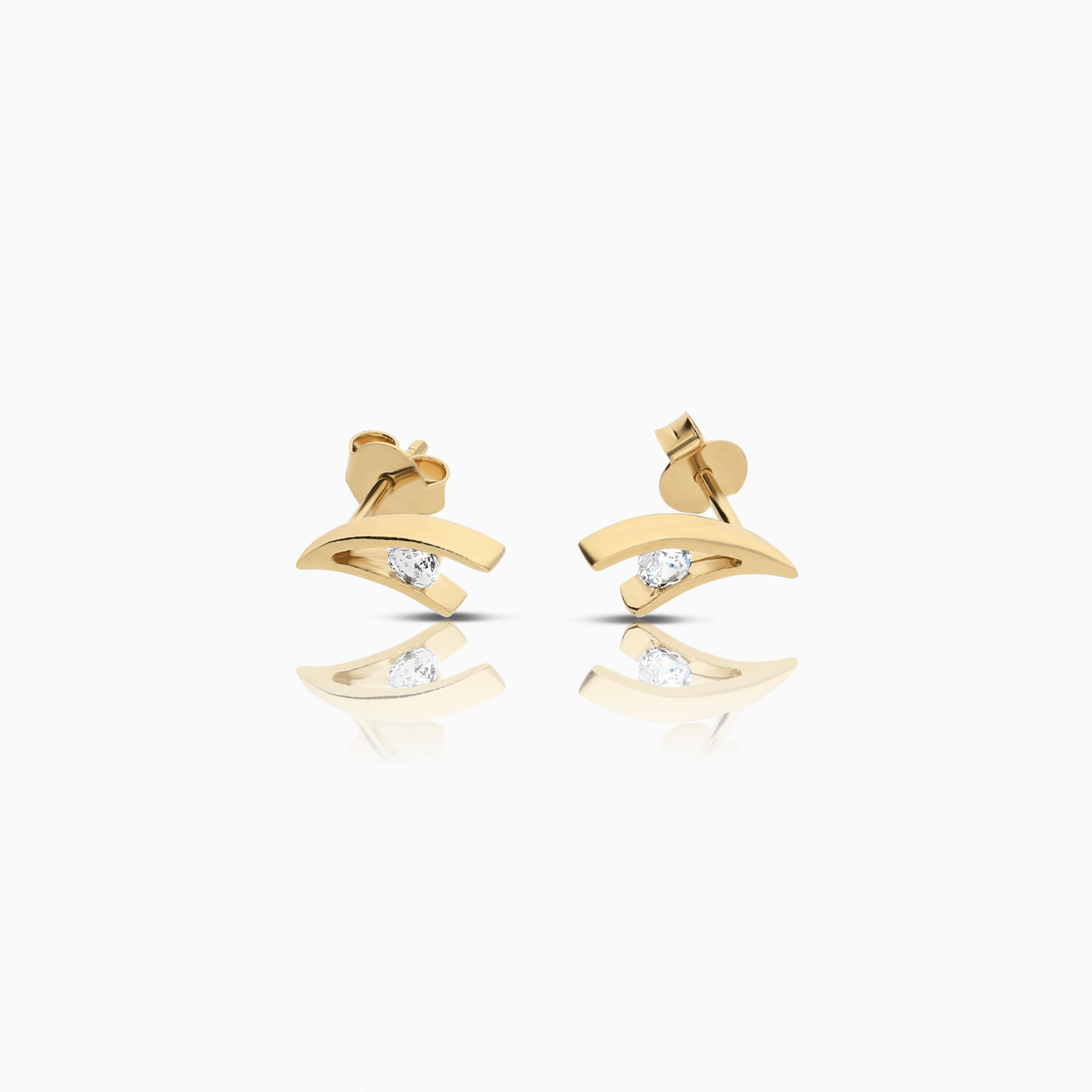 Gold earrings with white stones 1.62g 18K gold