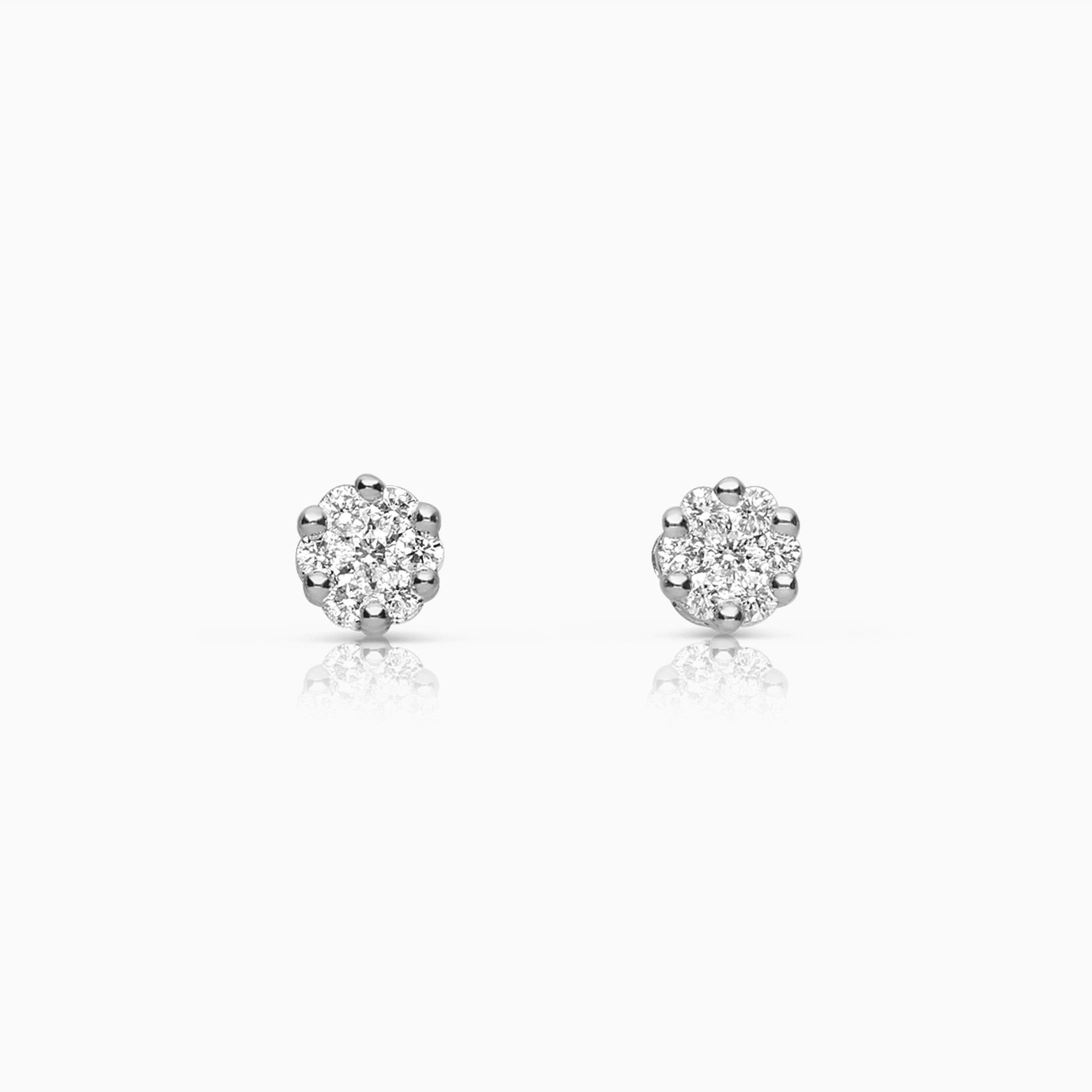 Diamond halo earrings 0.17ct 18K white gold