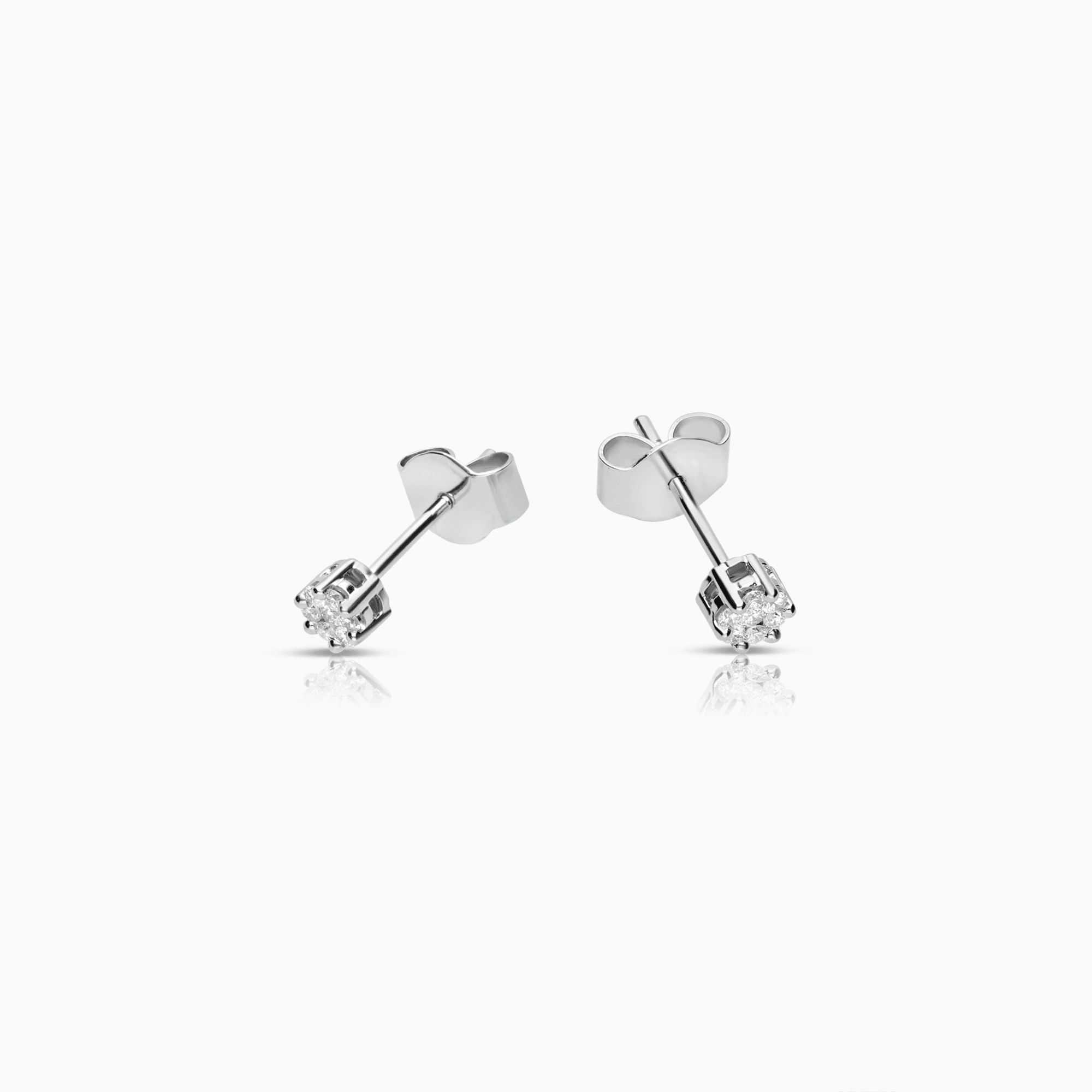 Diamond halo earrings 0.17ct 18K white gold
