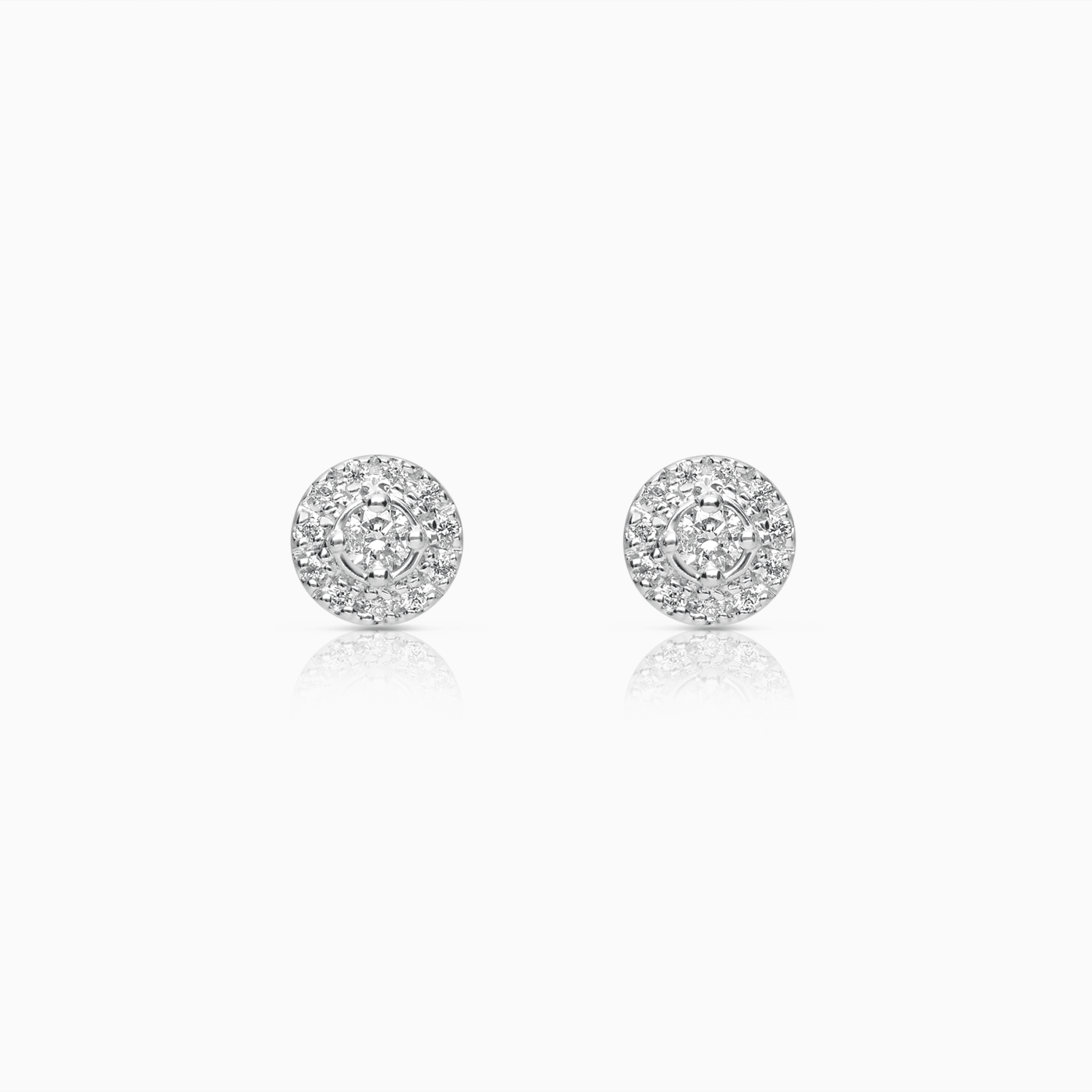 Diamond halo earrings 0.25ct 18K white gold