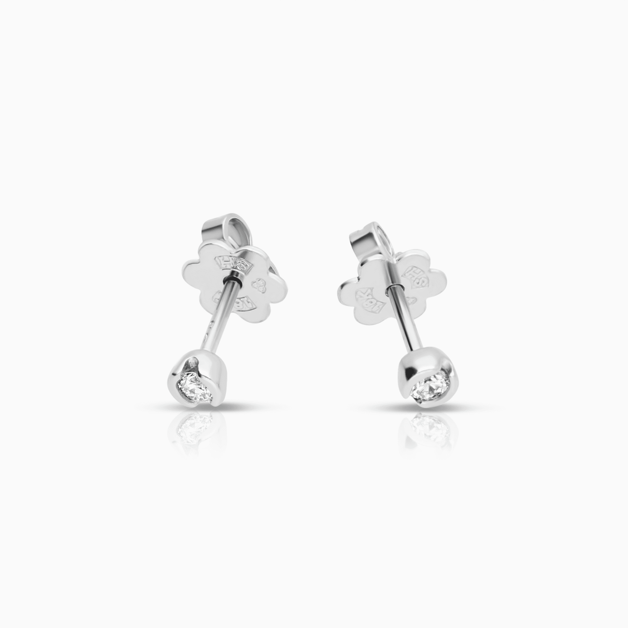 Diamond Earrings Solitaire 0.10ct 18K White Gold