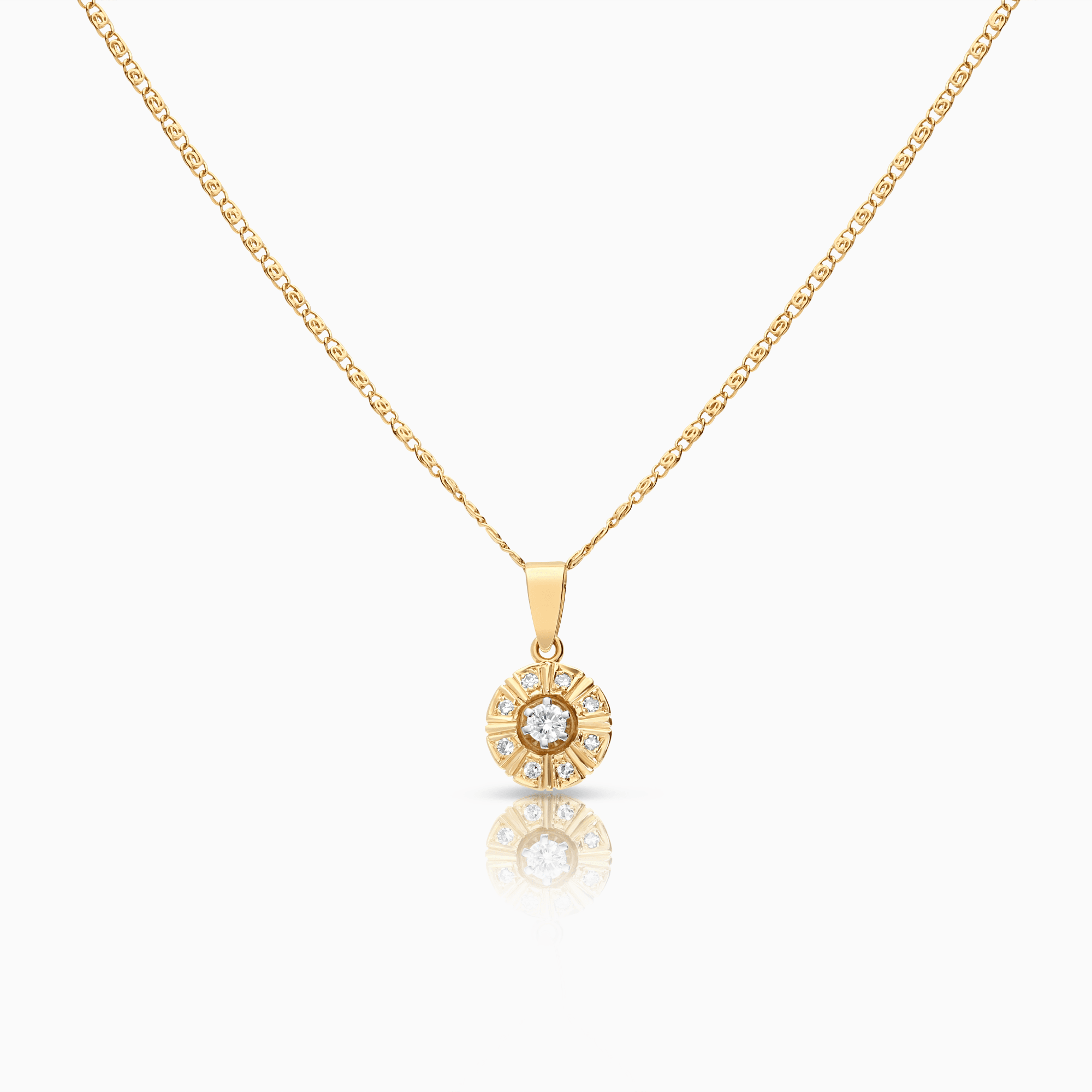 Guldhalsband med diamant hänge 0,18ct 18K