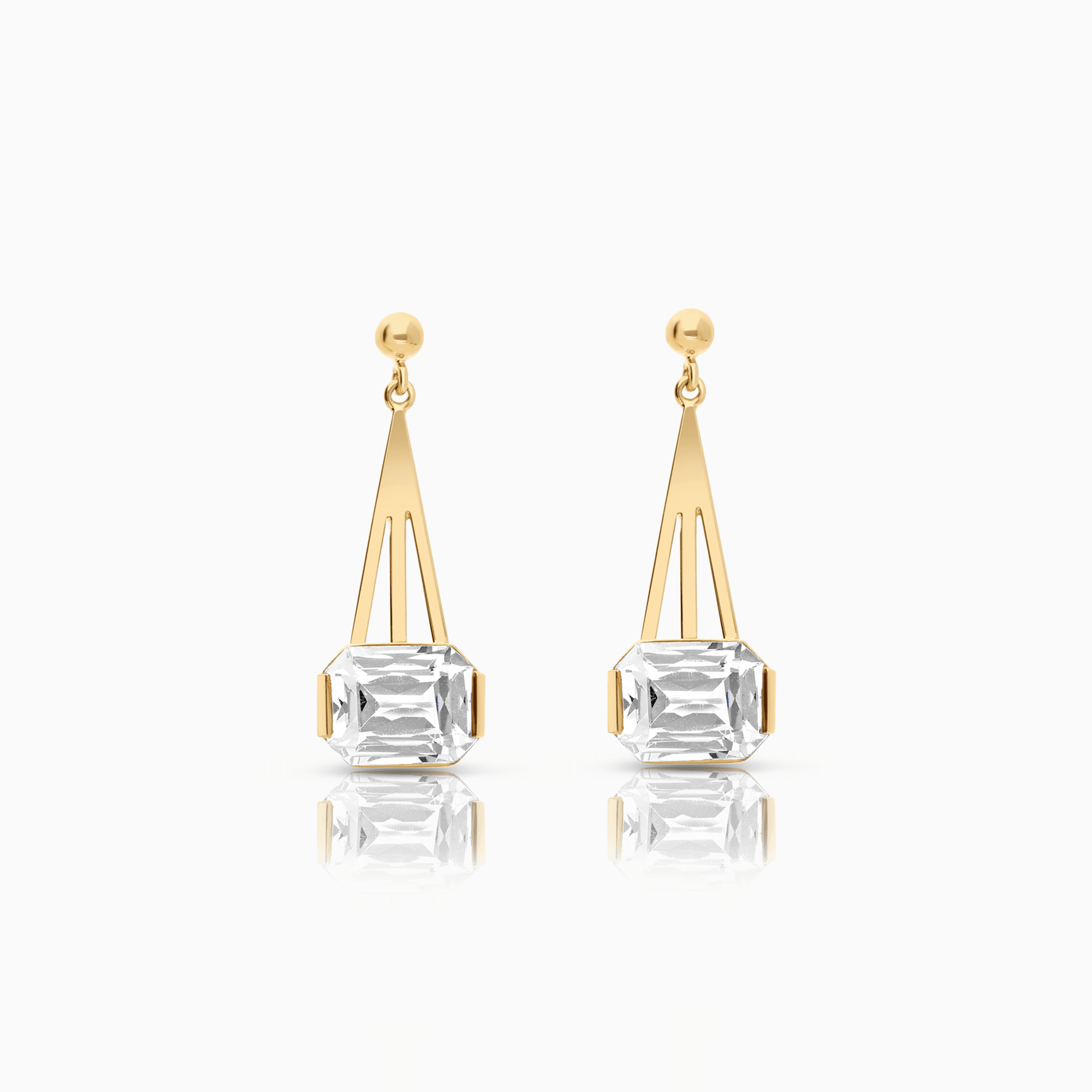 Gold earrings with white crystals 5.35g 18K
