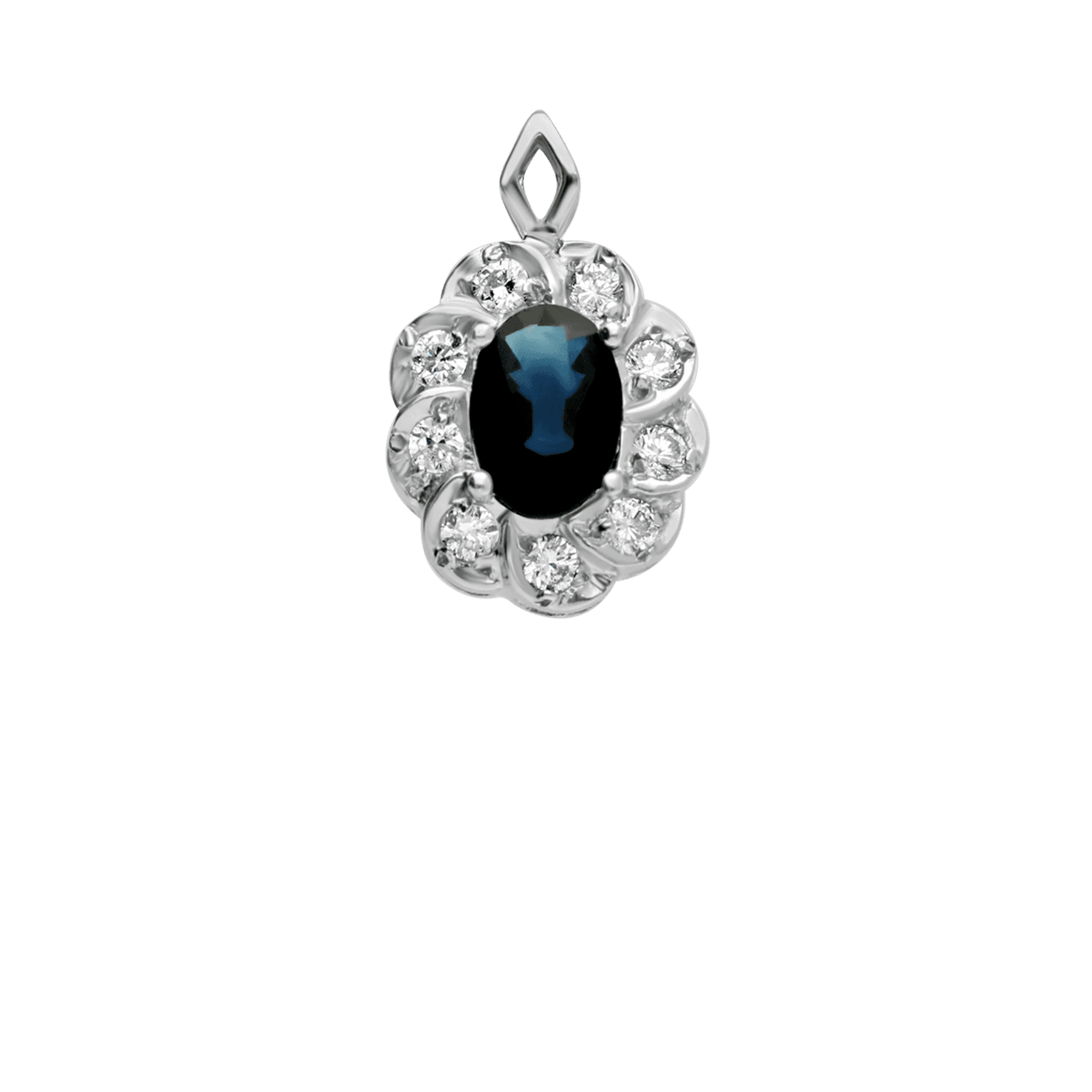 Pendant with diamonds & sapphire 0.88ct 18K white gold