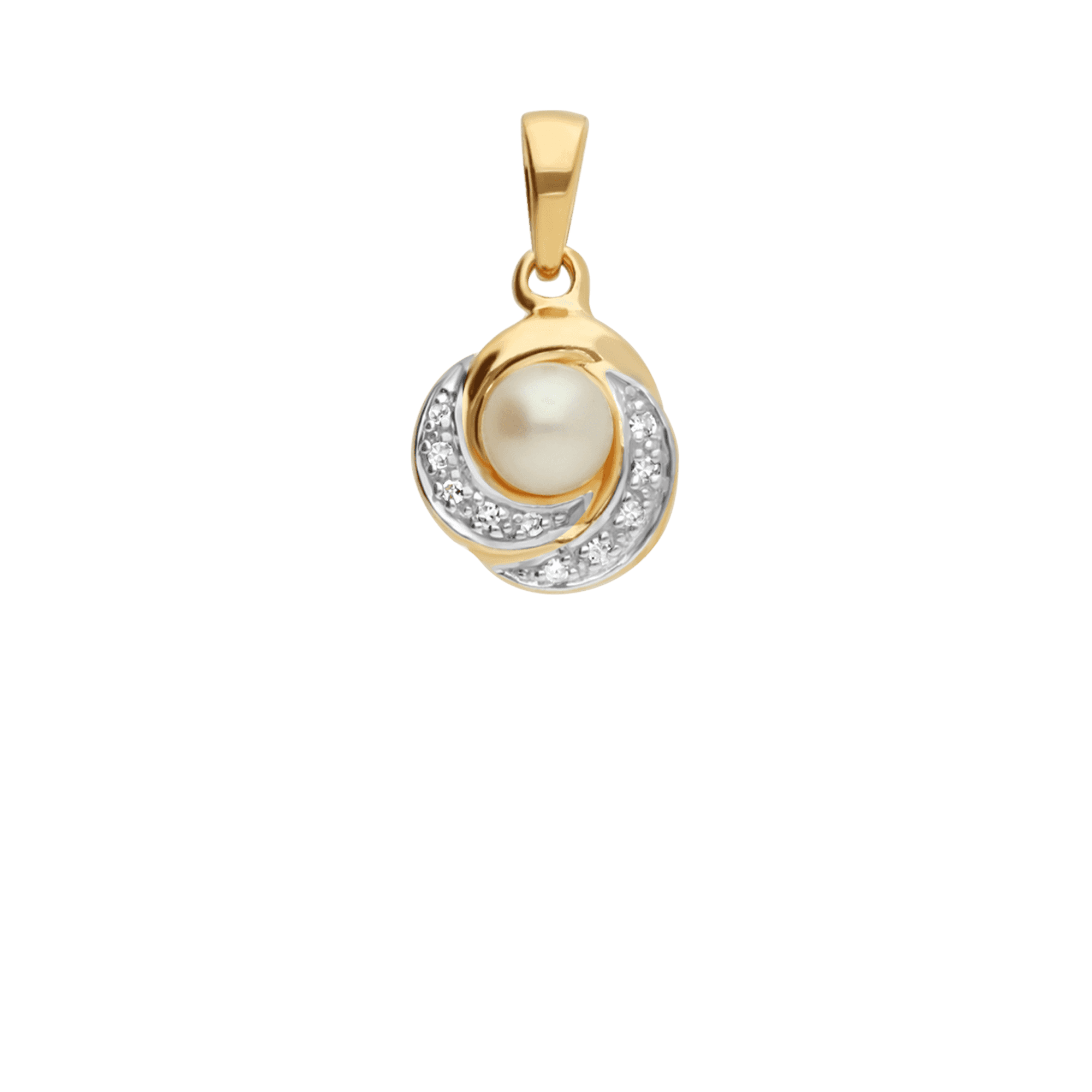 Pendant diamonds & pearl 0.05ct 18K gold