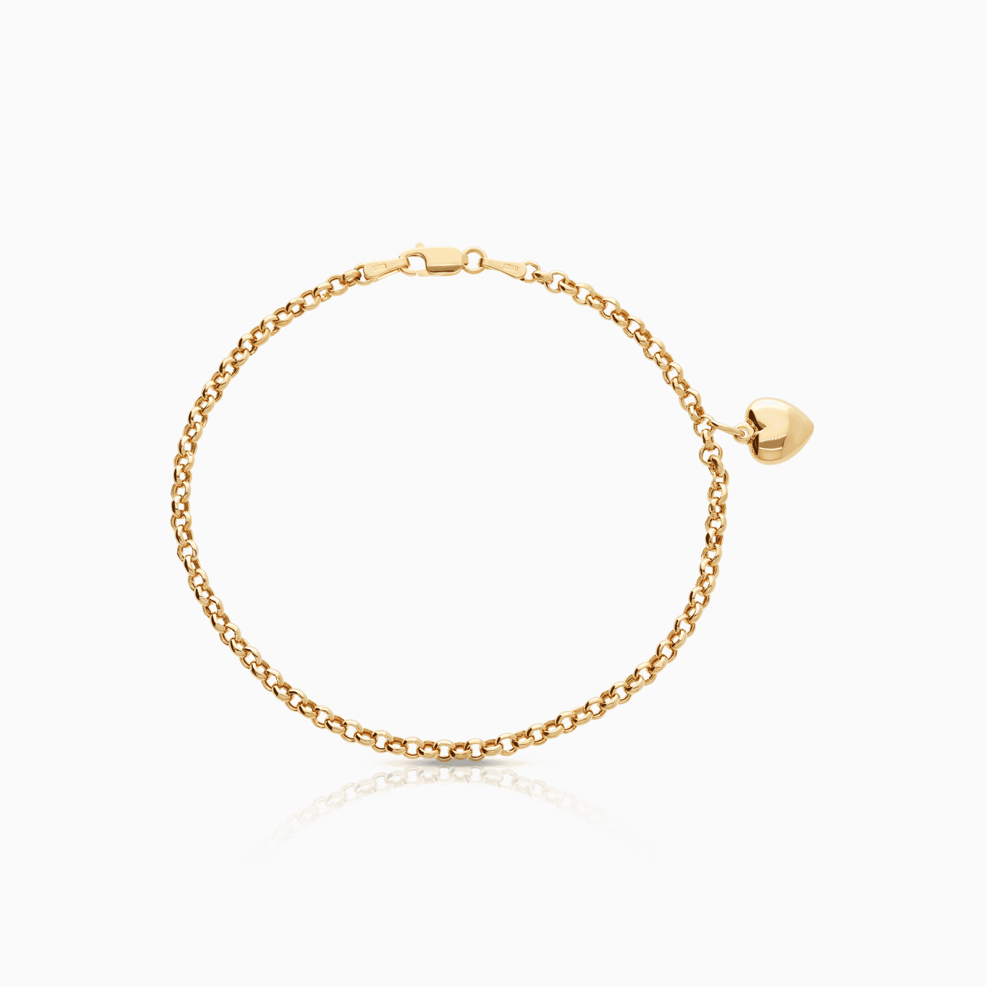 Bead link bracelet with heart 2.58g 18K gold